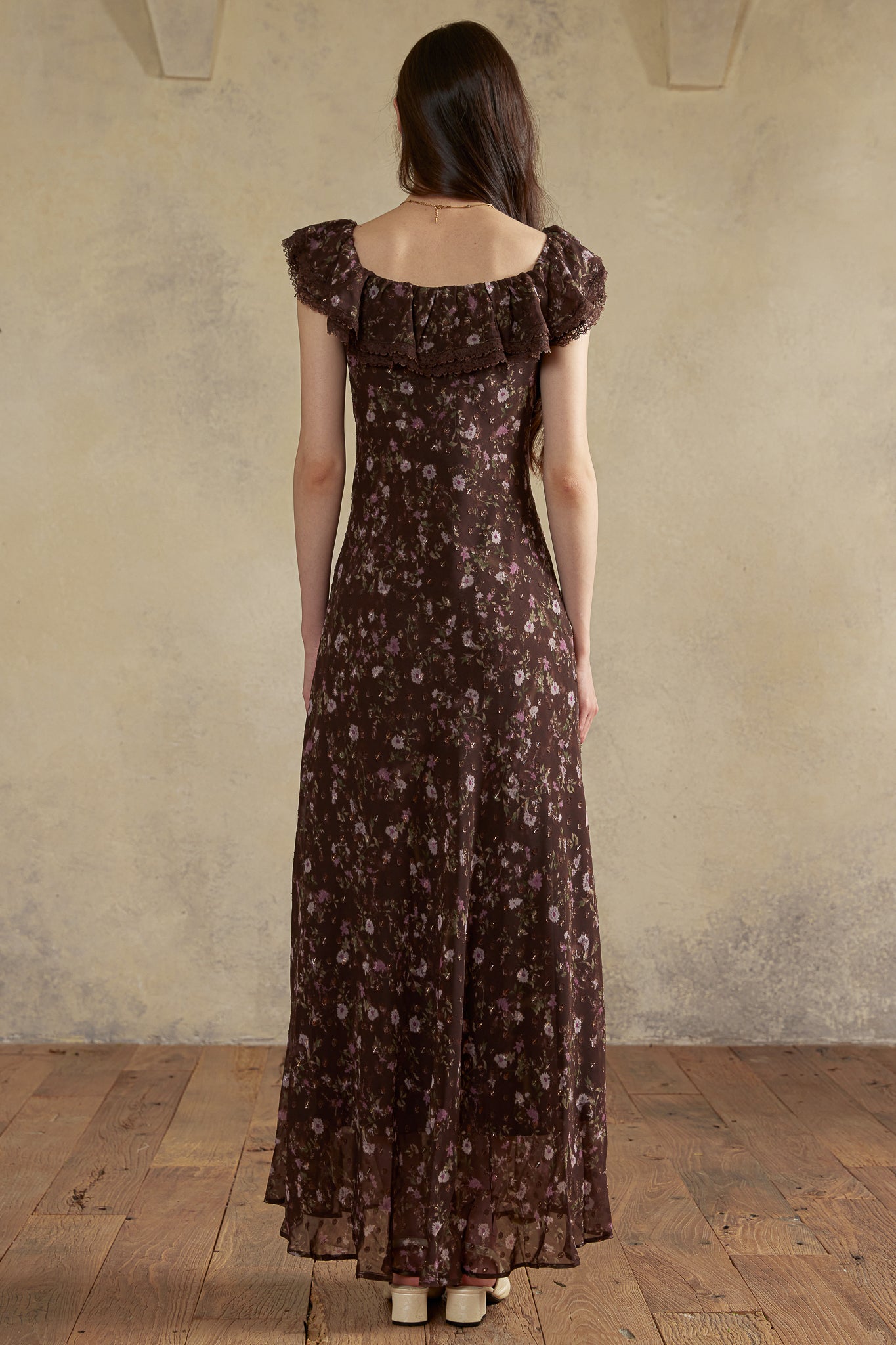 RP2975 - Dark Floral Off-Shoulder Dress (2S-2M-2L)