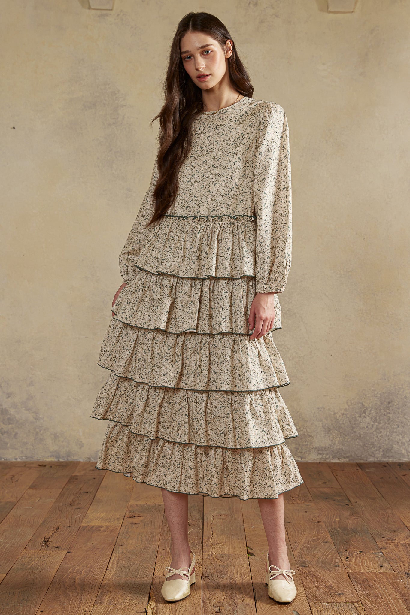 RP2986 - Olive Heirloom Meadow Tiered Dress (2S-2M-2L)