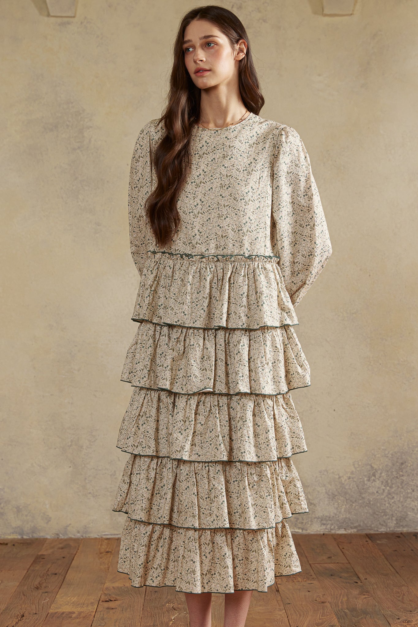 RP2986 - Olive Heirloom Meadow Tiered Dress (2S-2M-2L)