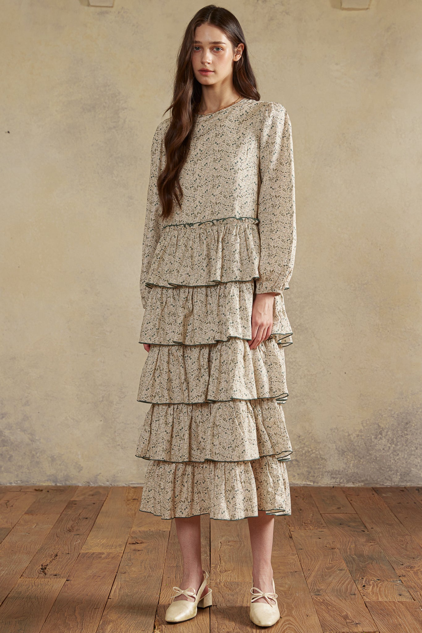 RP2986 - Olive Heirloom Meadow Tiered Dress (2S-2M-2L)
