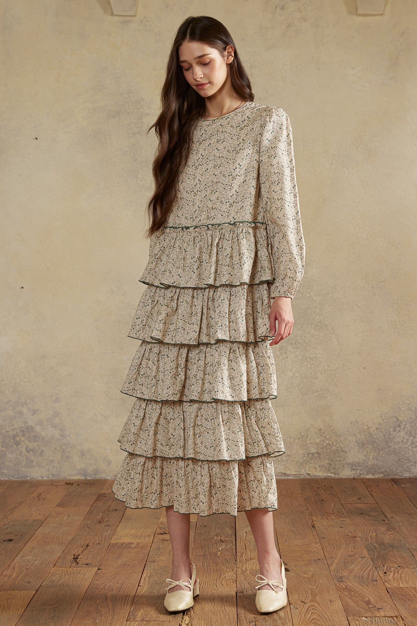 RP2986 - Olive Heirloom Meadow Tiered Dress (2S-2M-2L)