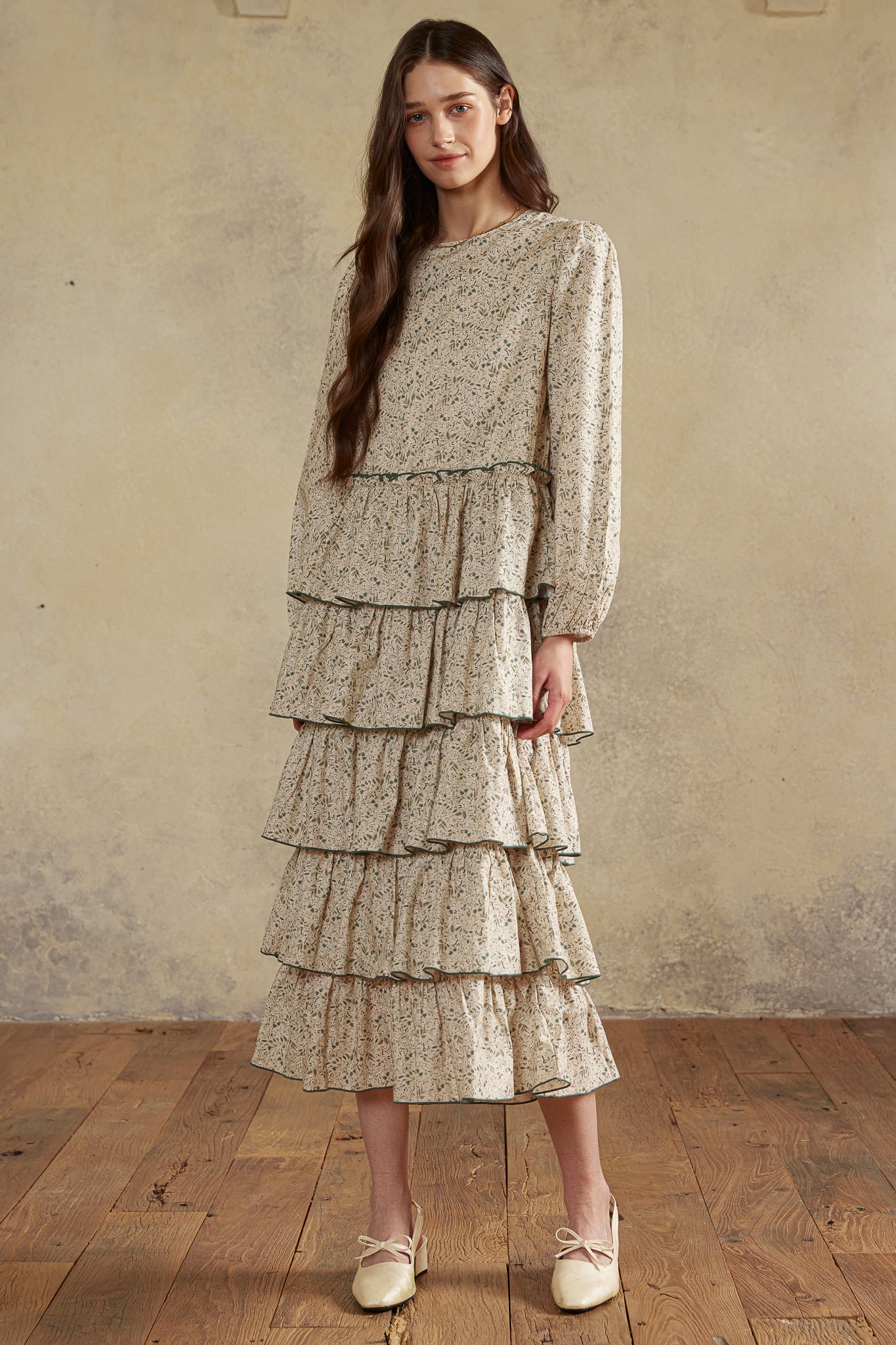RP2986 - Olive Heirloom Meadow Tiered Dress (2S-2M-2L)