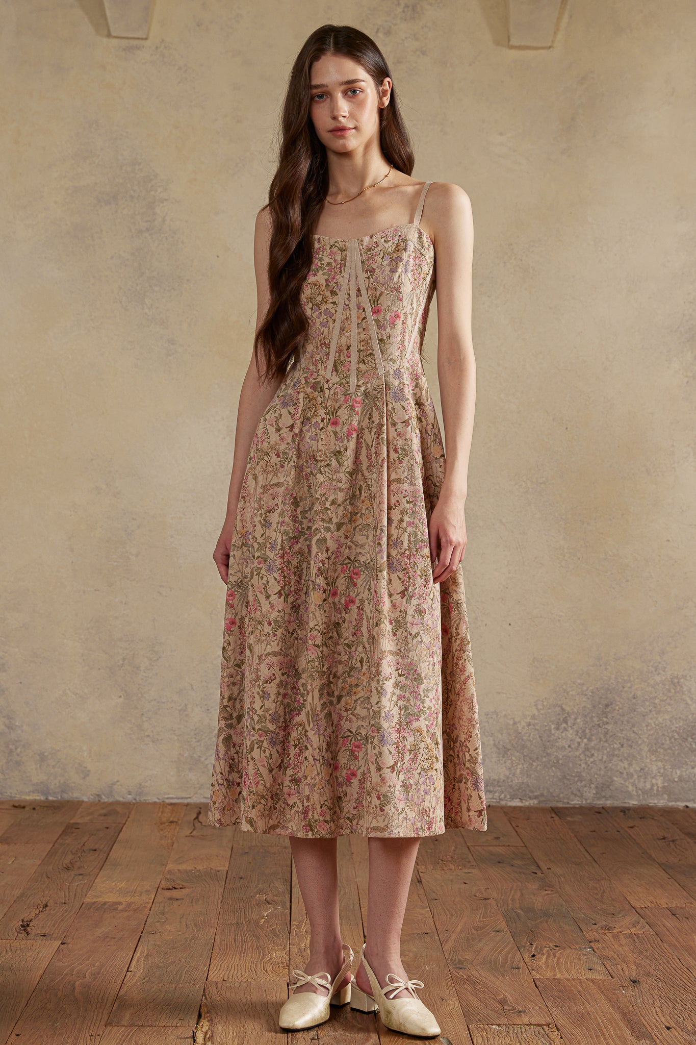 RP2989 - Dusk Meadow Floral Corduroy Dress (2S-2M-2L)