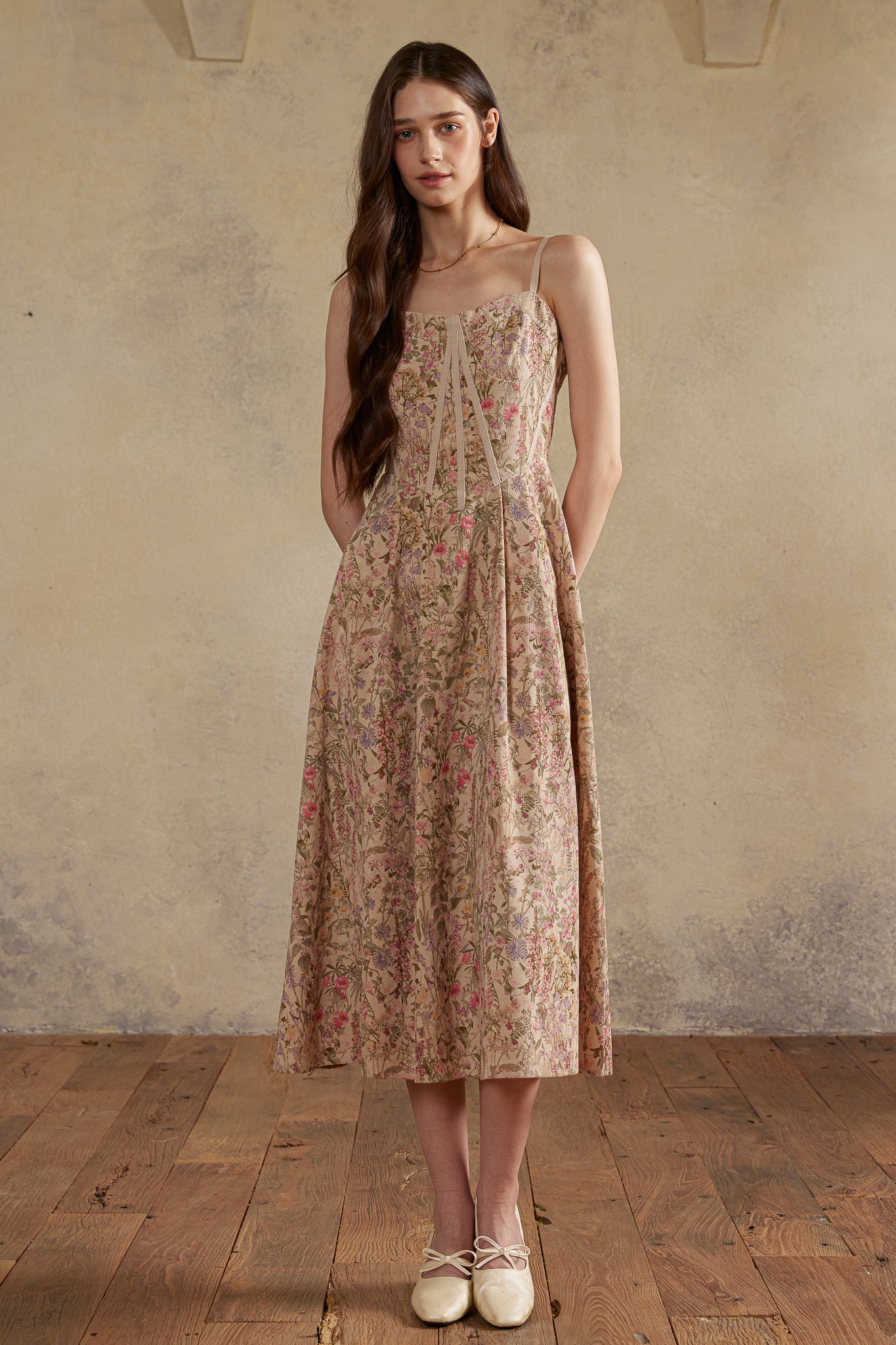 RP2989 - Dusk Meadow Floral Corduroy Dress (2S-2M-2L)