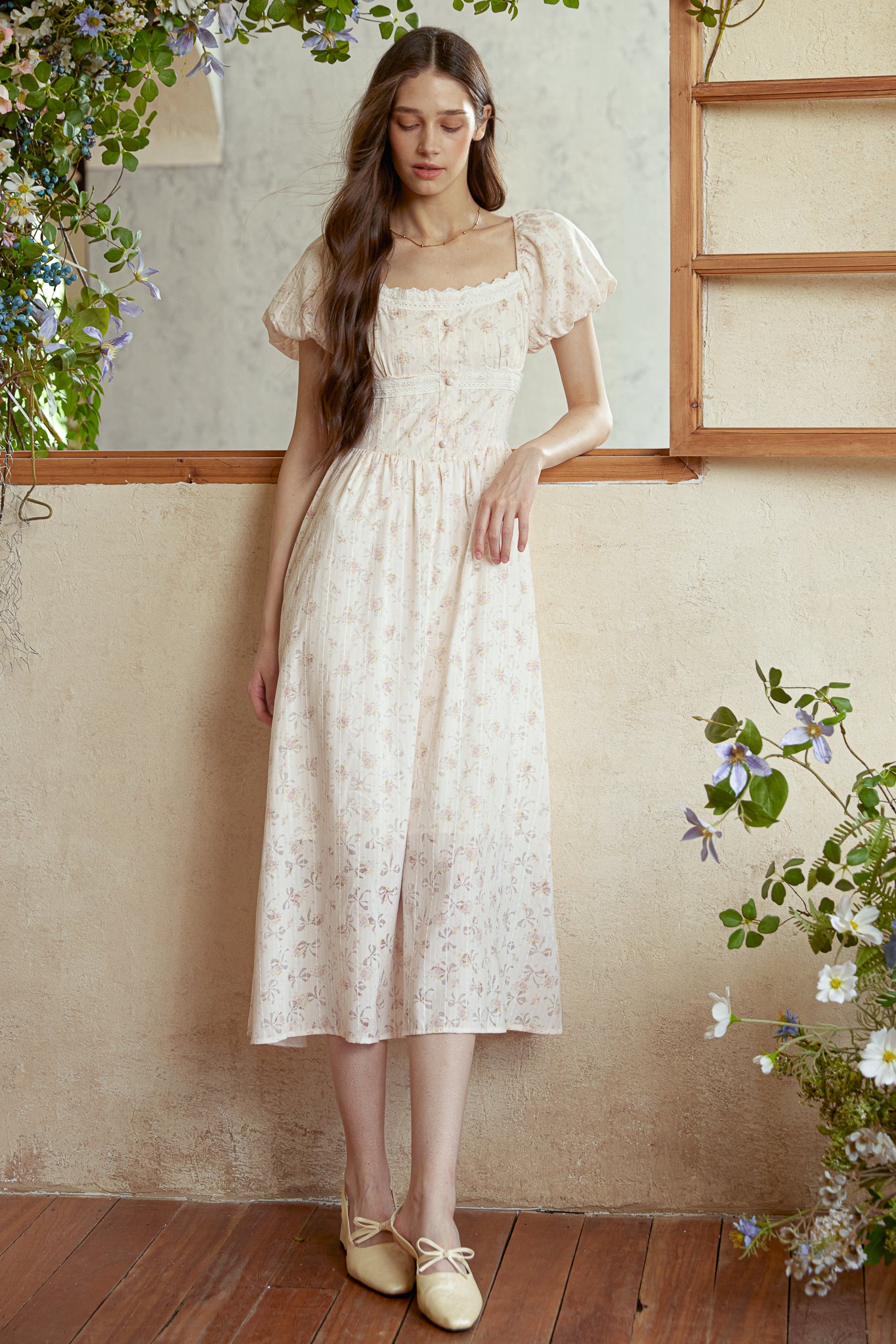 RP2923 - Blush Blossom Puff Sleeve Dress (2S-2M-2L)