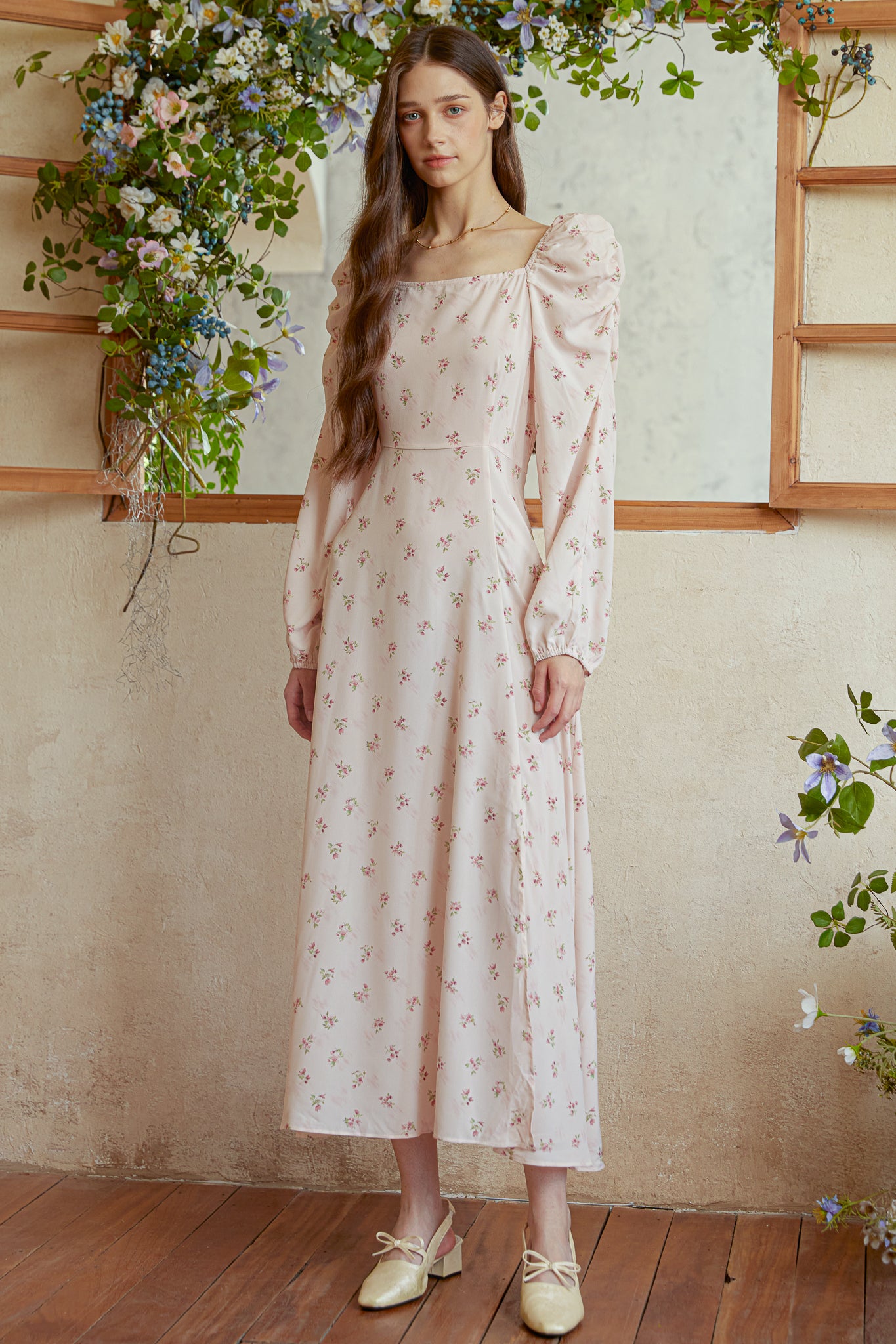 RP2992 -  Blush Rose Puff Sleeve Smocked Dress