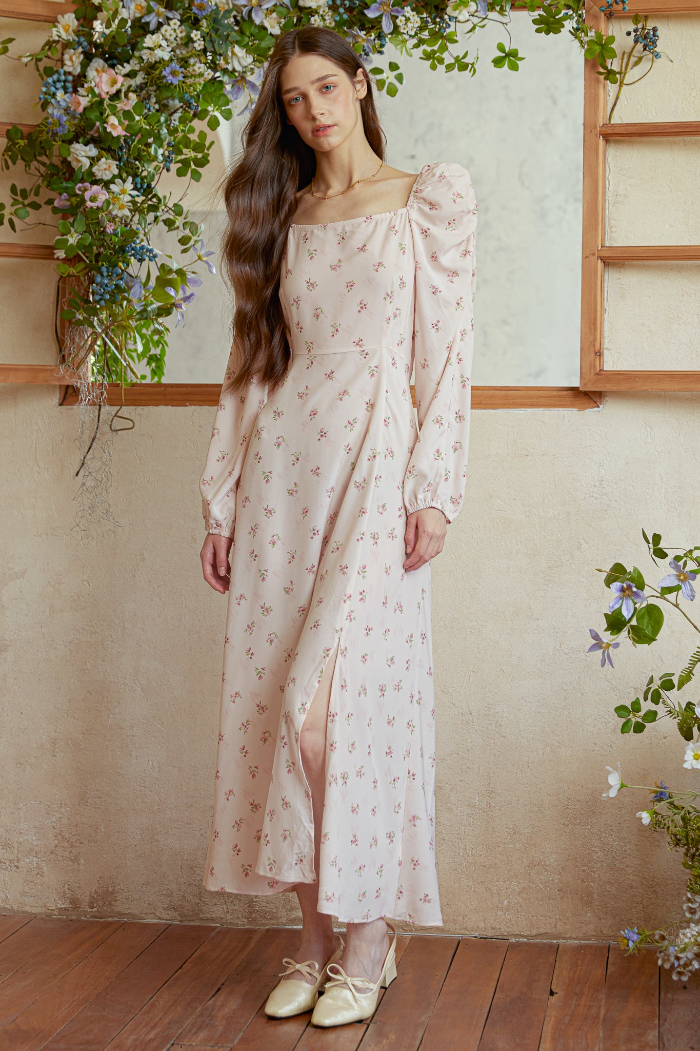 RP2992 -  Blush Rose Puff Sleeve Smocked Dress