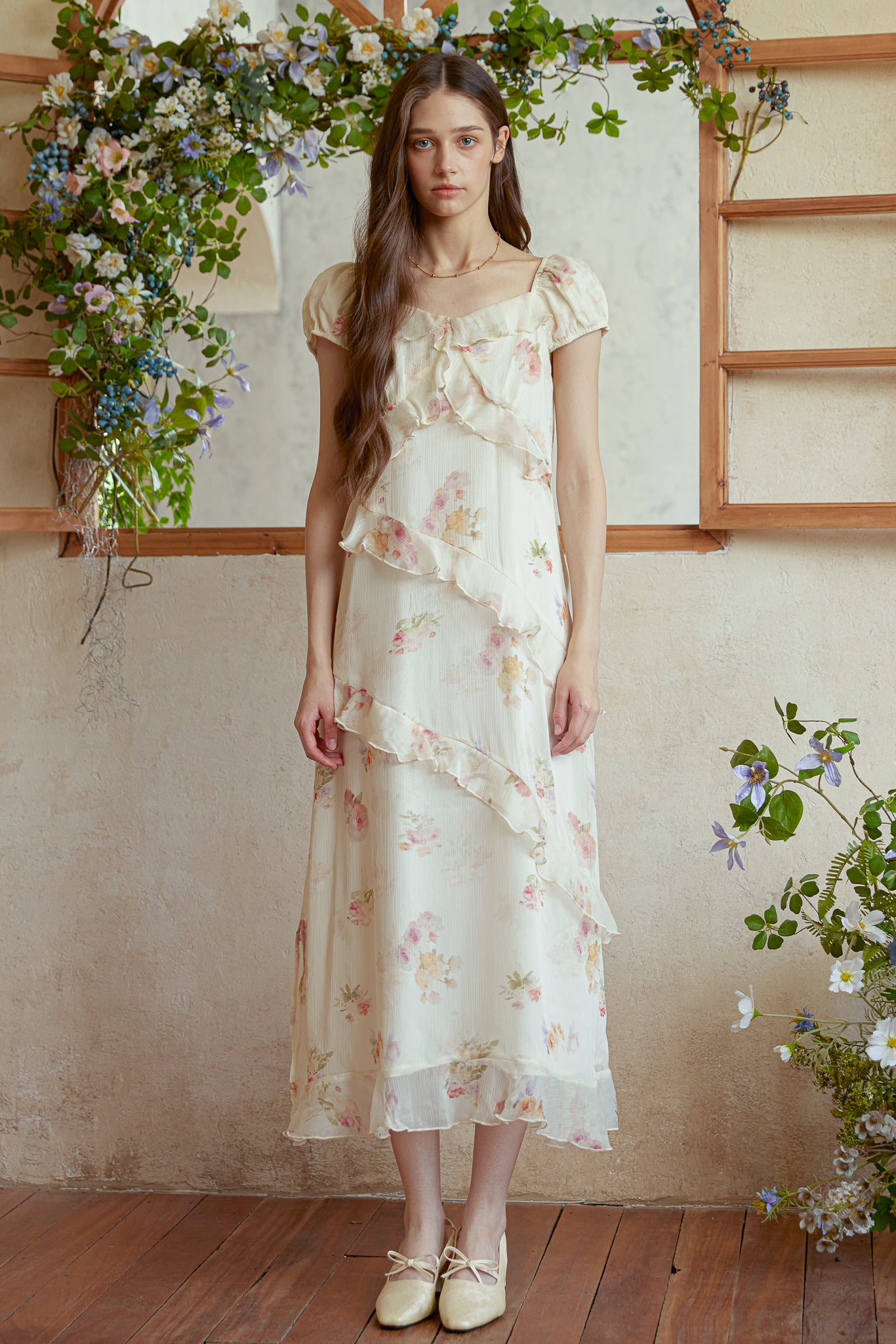 RP2990 - Ruffle Romance Floral Midi Dress (2S-2M-2L)