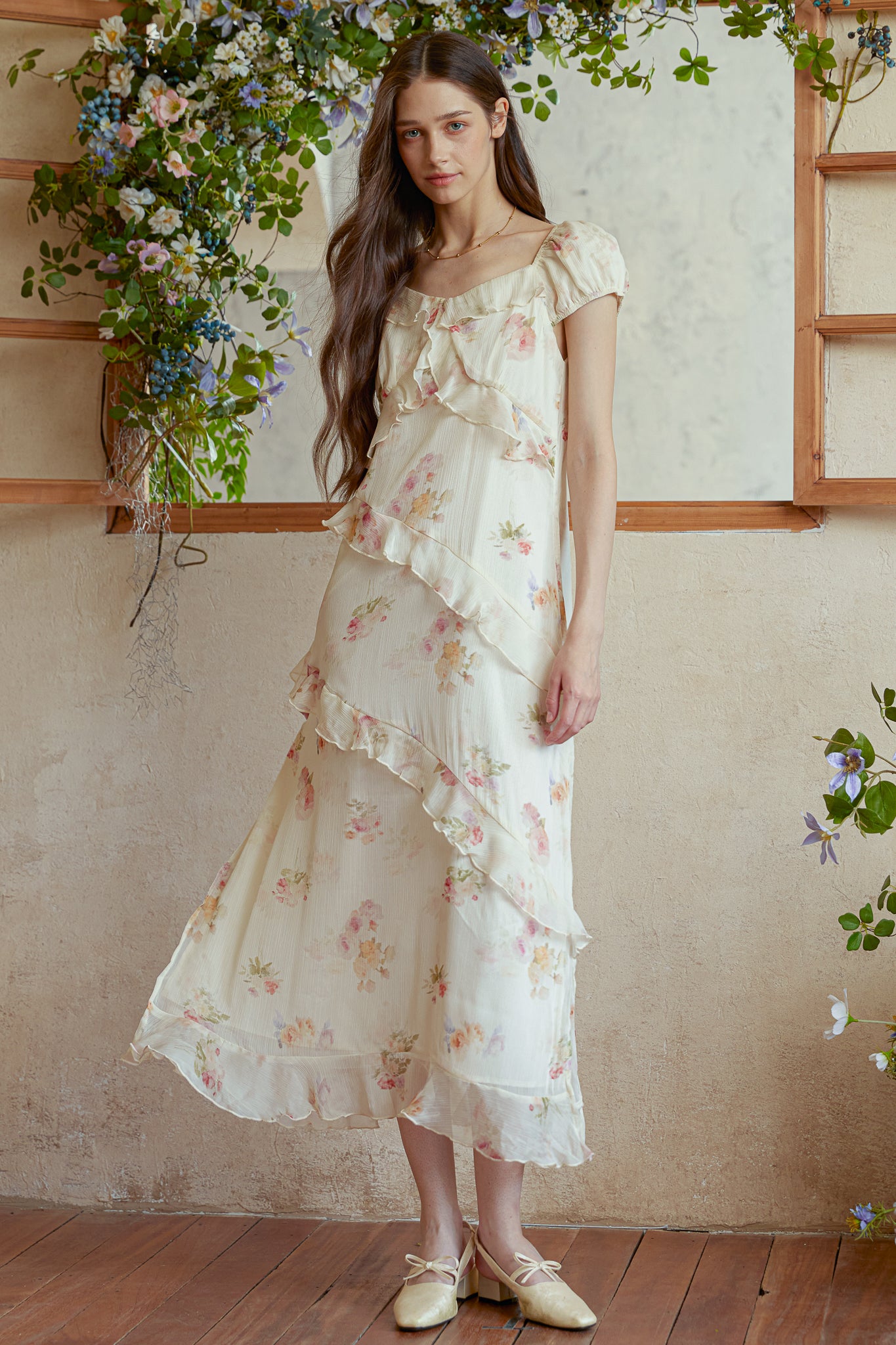 RP2990 - Ruffle Romance Floral Midi Dress (2S-2M-2L)