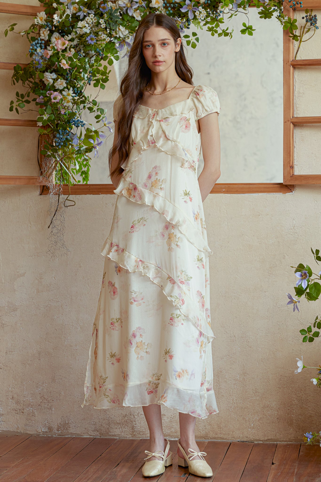 RP2990 - Ruffle Romance Floral Midi Dress (2S-2M-2L)