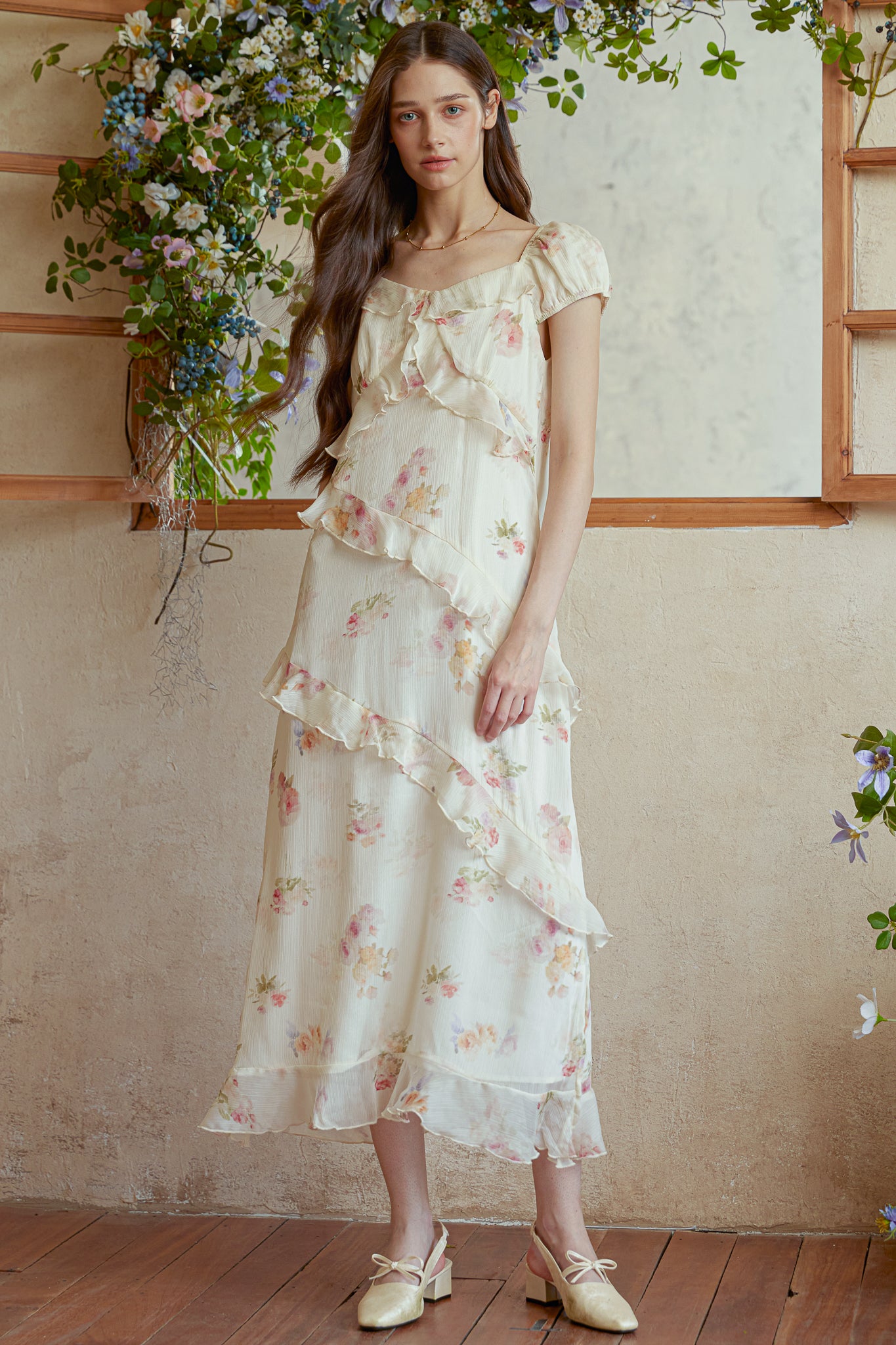 RP2990 - Ruffle Romance Floral Midi Dress (2S-2M-2L)