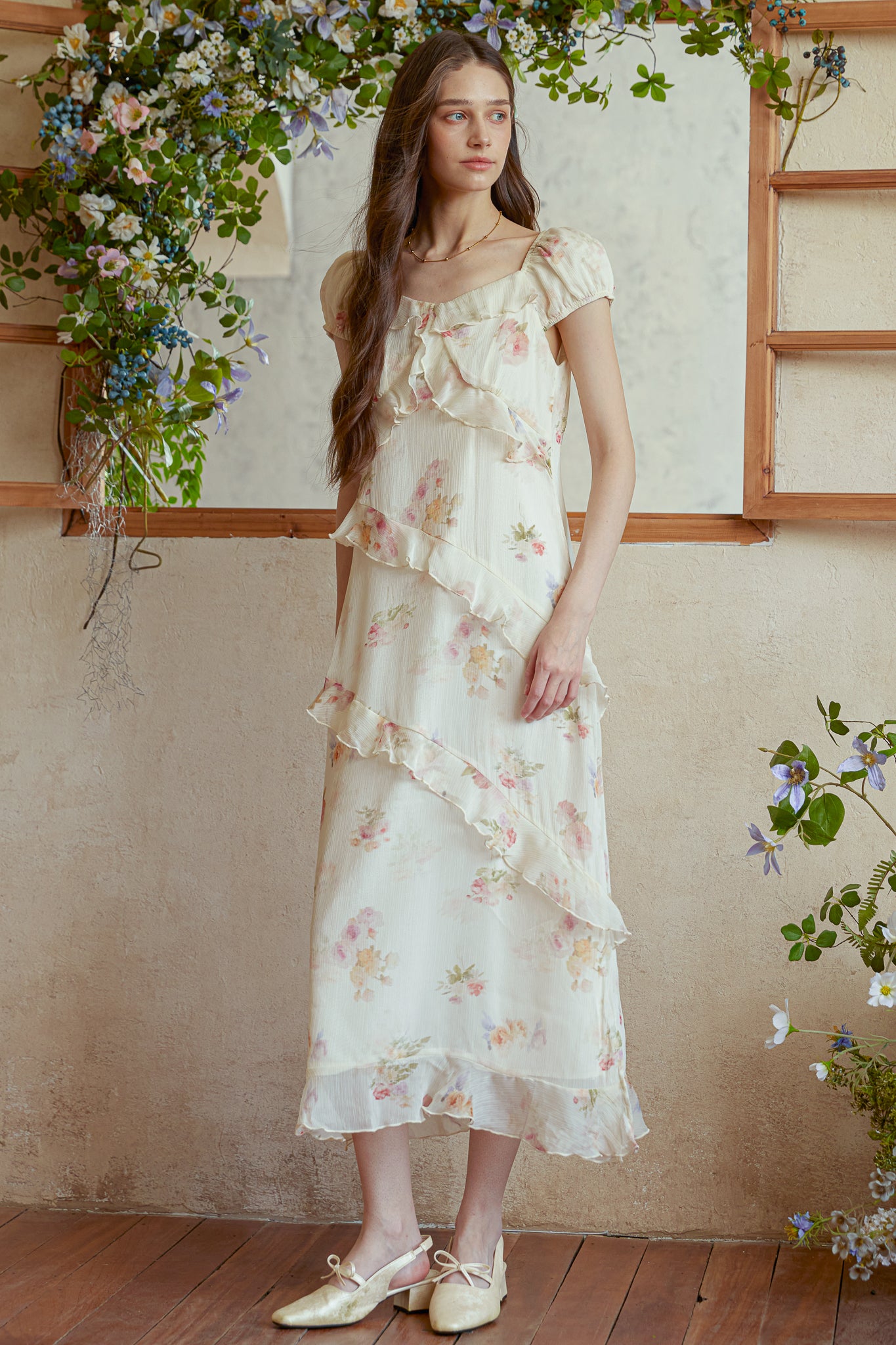 RP2990 - Ruffle Romance Floral Midi Dress (2S-2M-2L)