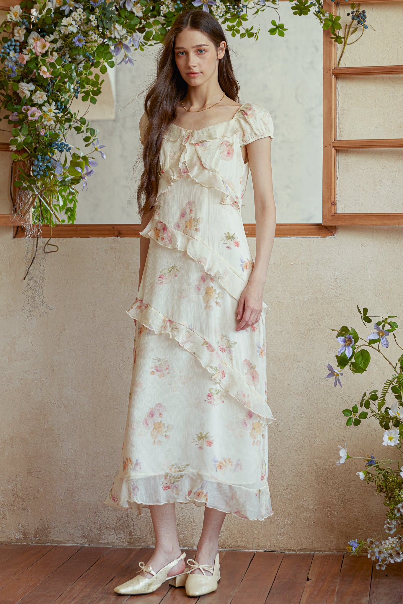 RP2990 - Ruffle Romance Floral Midi Dress (2S-2M-2L)