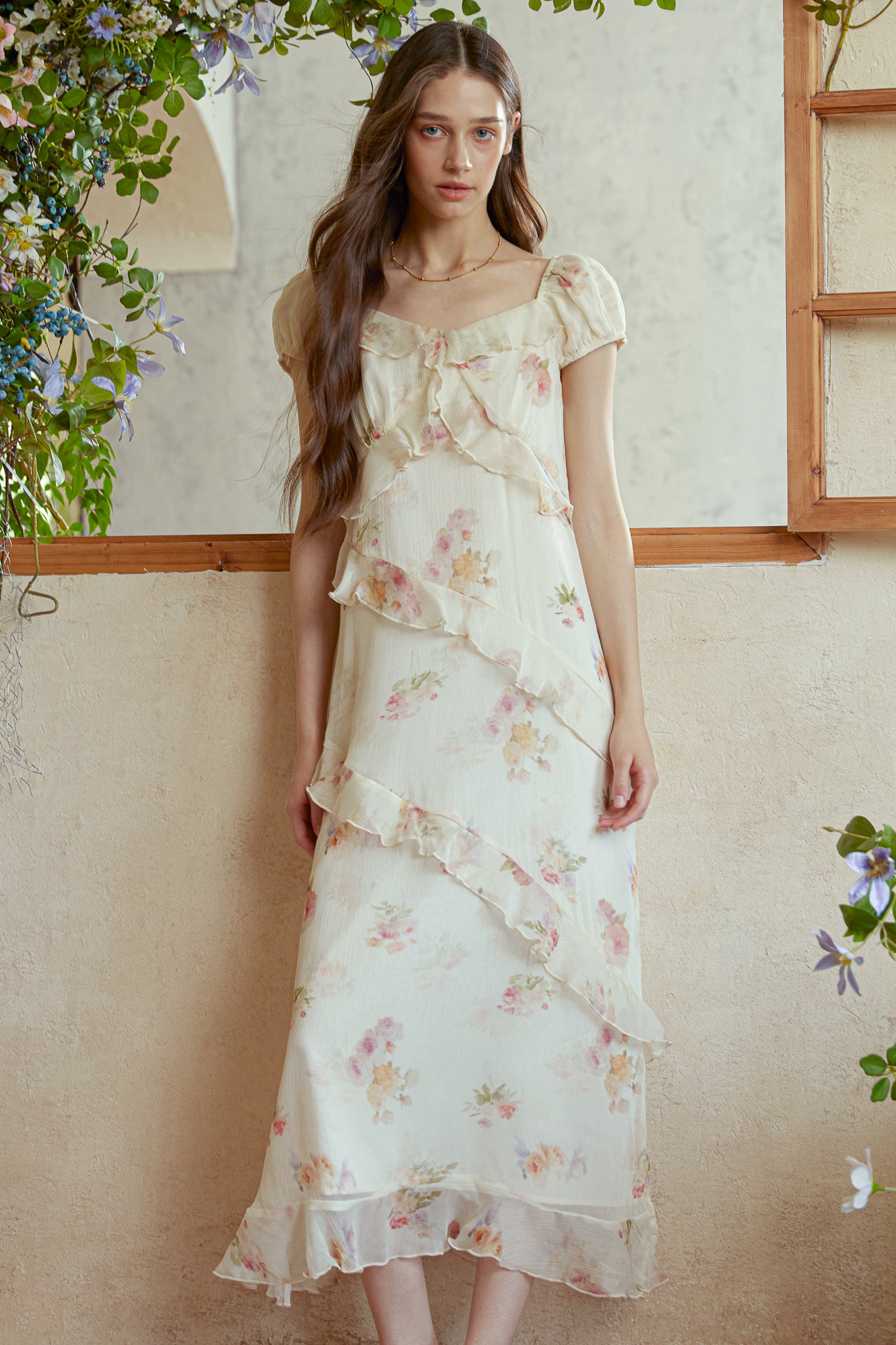 RP2990 - Ruffle Romance Floral Midi Dress (2S-2M-2L)