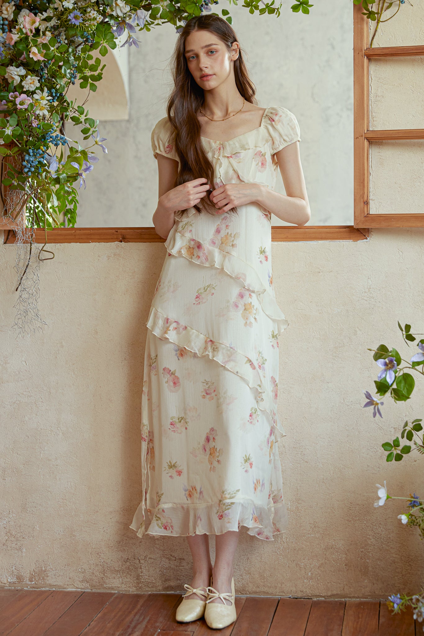 RP2990 - Ruffle Romance Floral Midi Dress (2S-2M-2L)
