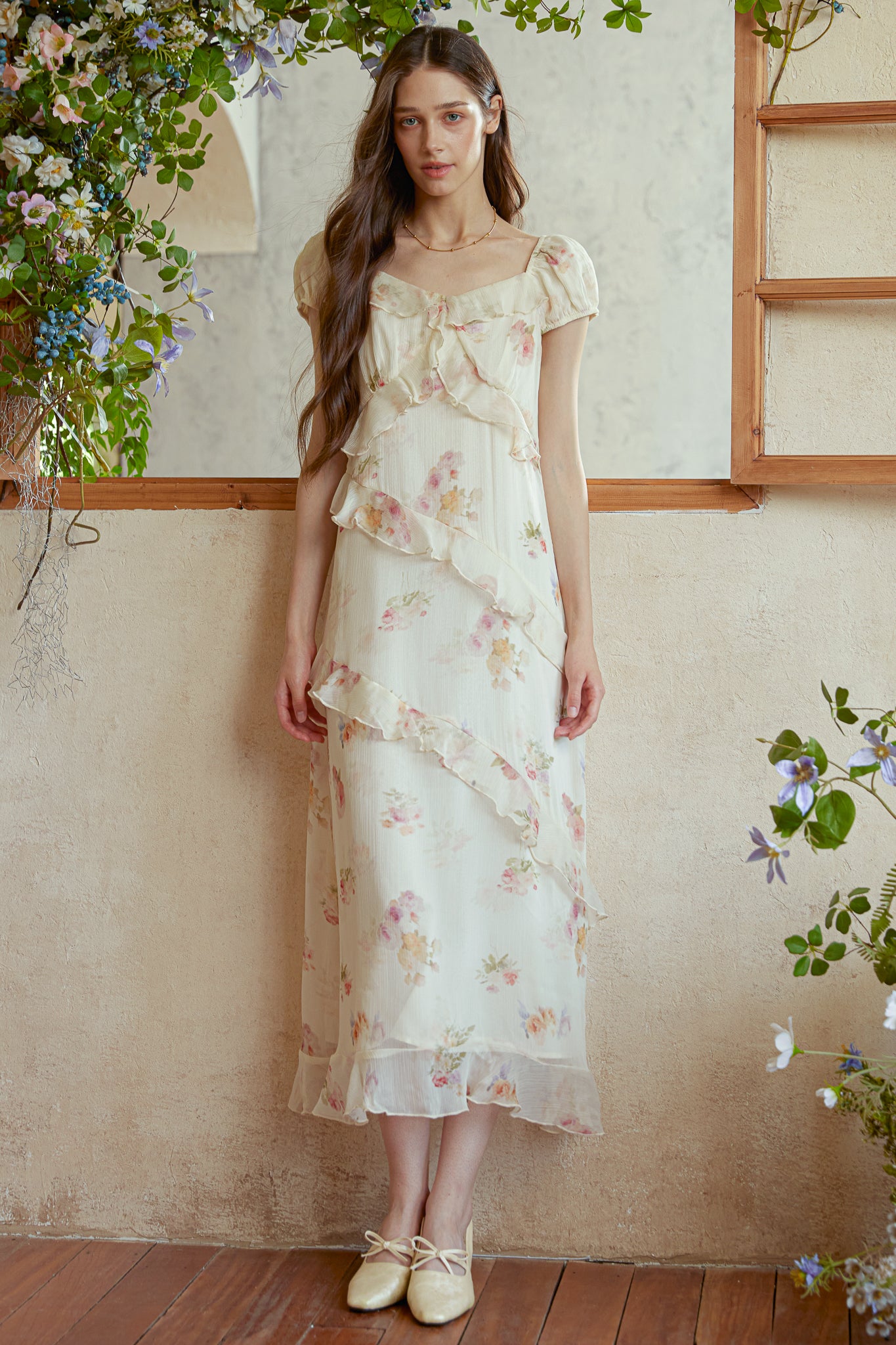 RP2990 - Ruffle Romance Floral Midi Dress (2S-2M-2L)