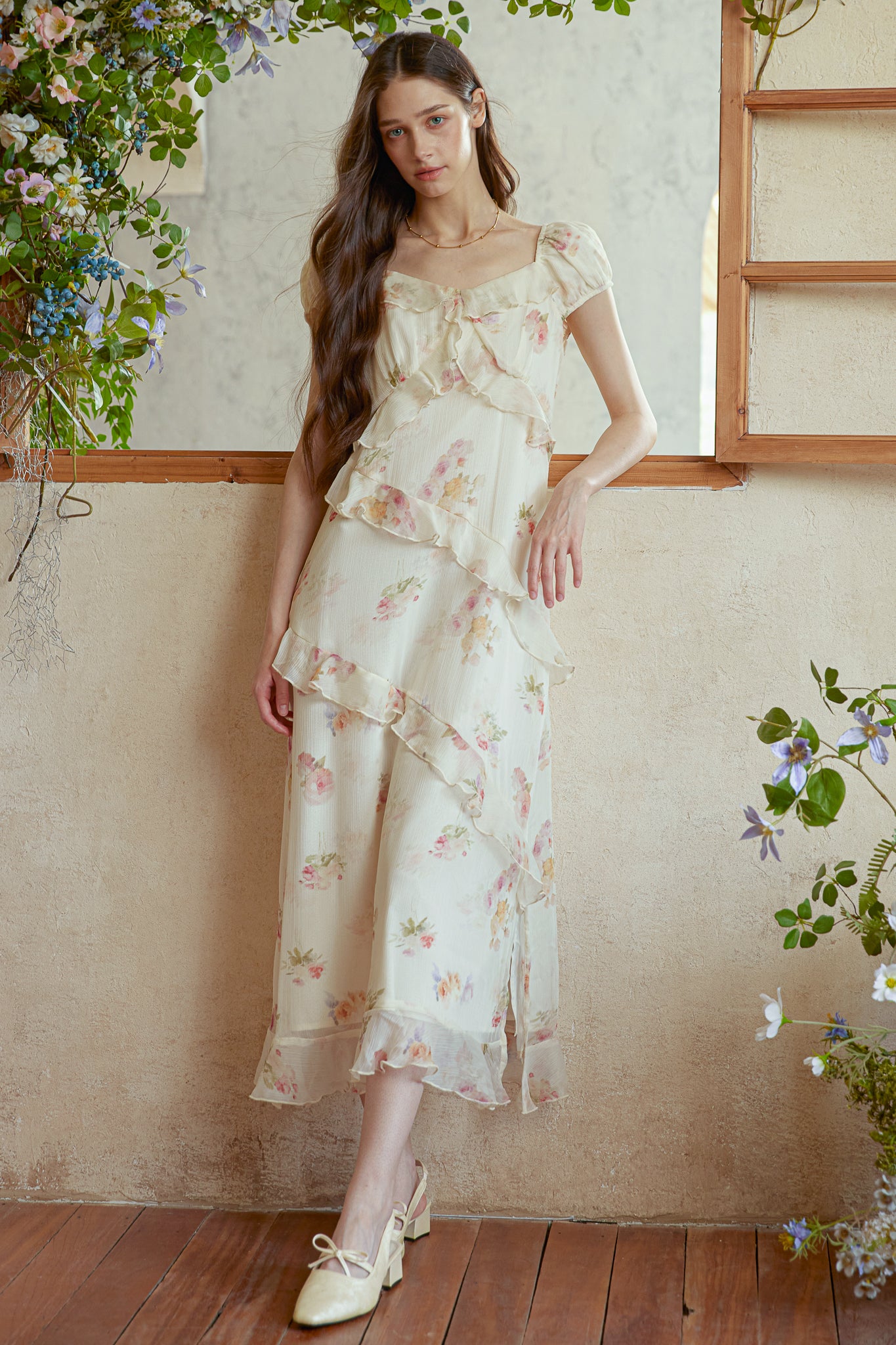RP2990 - Ruffle Romance Floral Midi Dress (2S-2M-2L)