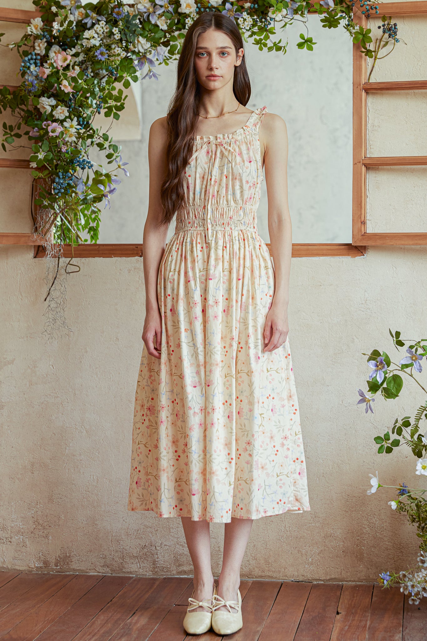 RP2921 - Wildflower Cotton Gathering Midi Dress (2S-2M-2L)