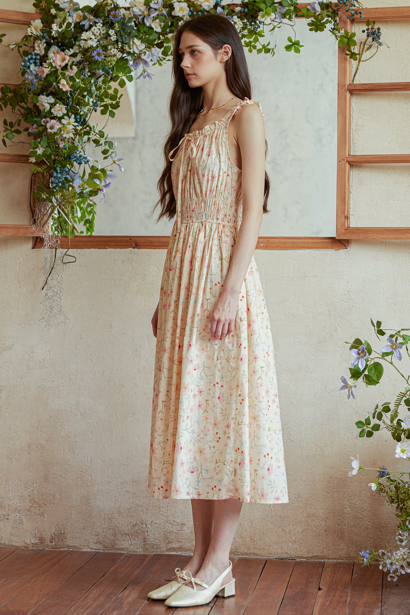 RP2921 - Wildflower Cotton Gathering Midi Dress (2S-2M-2L)