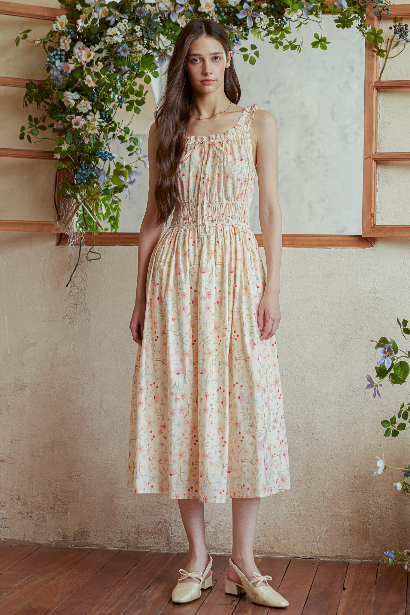 RP2921 - Wildflower Cotton Gathering Midi Dress (2S-2M-2L)