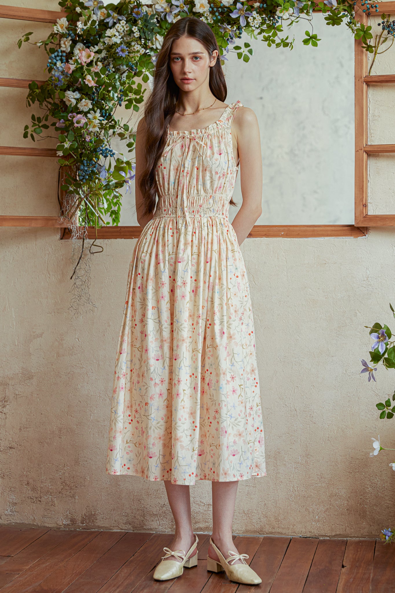 RP2921 - Wildflower Cotton Gathering Midi Dress (2S-2M-2L)