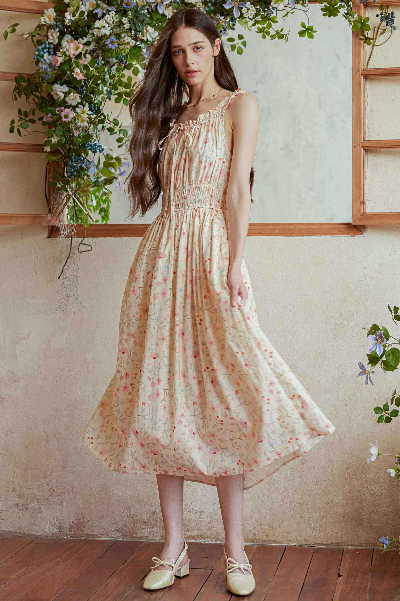 RP2921 - Wildflower Cotton Gathering Midi Dress (2S-2M-2L)