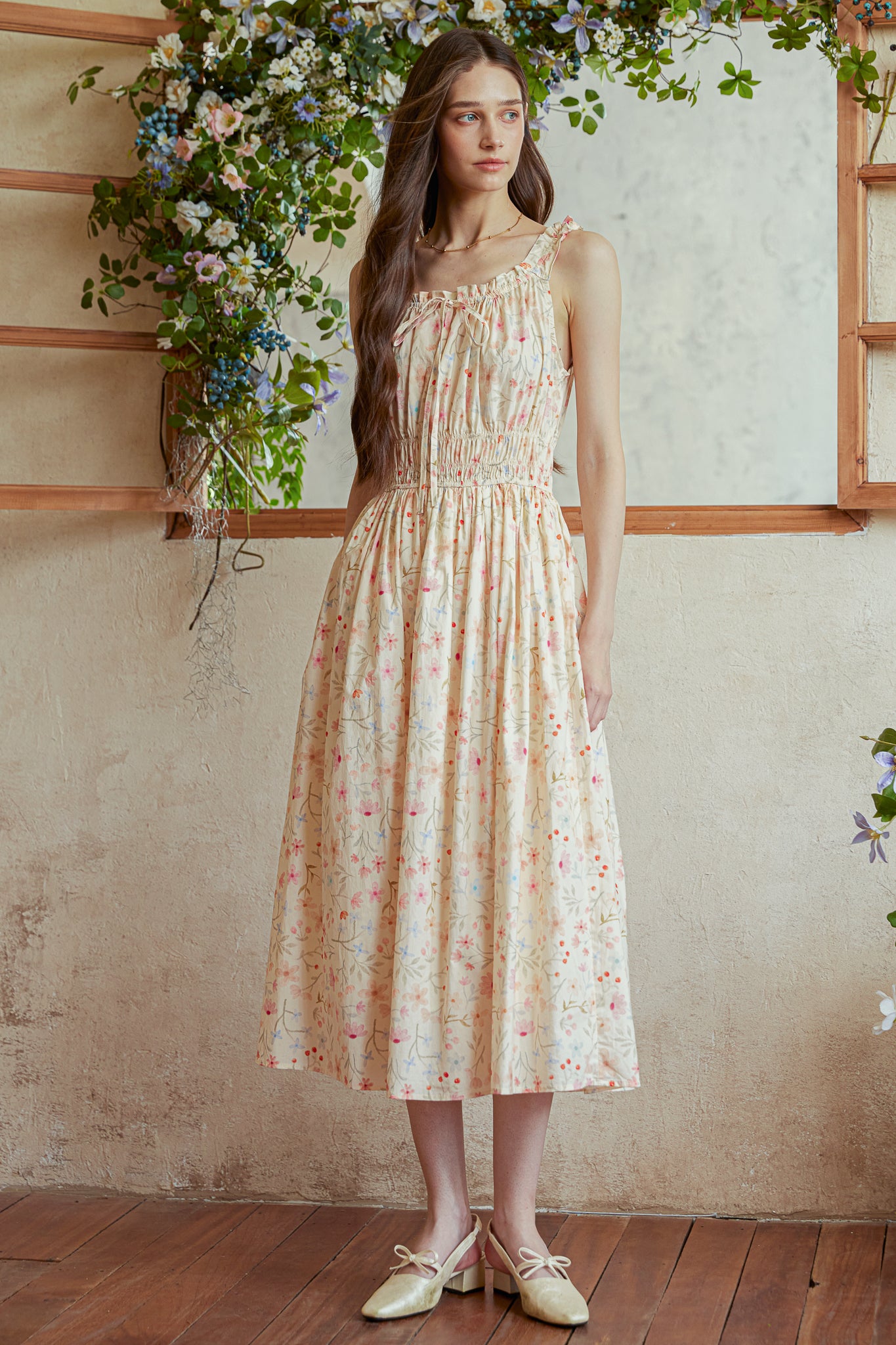 RP2921 - Wildflower Cotton Gathering Midi Dress (2S-2M-2L)