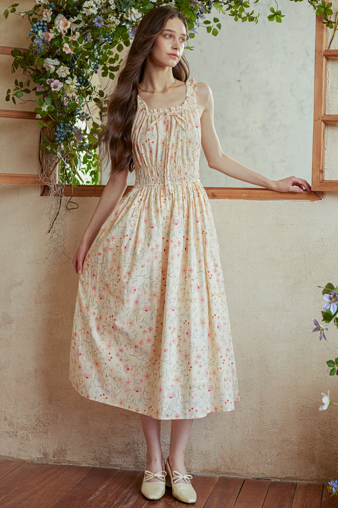 RP2921 - Wildflower Cotton Gathering Midi Dress (2S-2M-2L)
