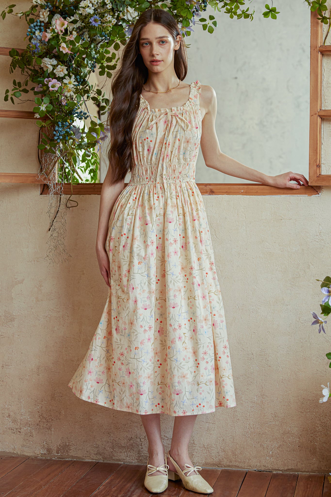 RP2921 - Wildflower Cotton Gathering Midi Dress (2S-2M-2L)