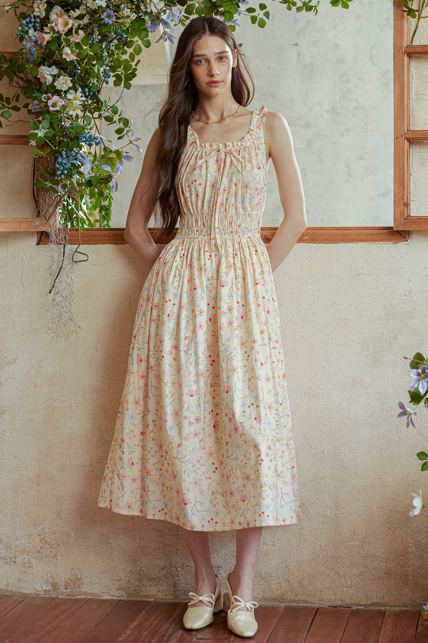 RP2921 - Wildflower Cotton Gathering Midi Dress (2S-2M-2L)