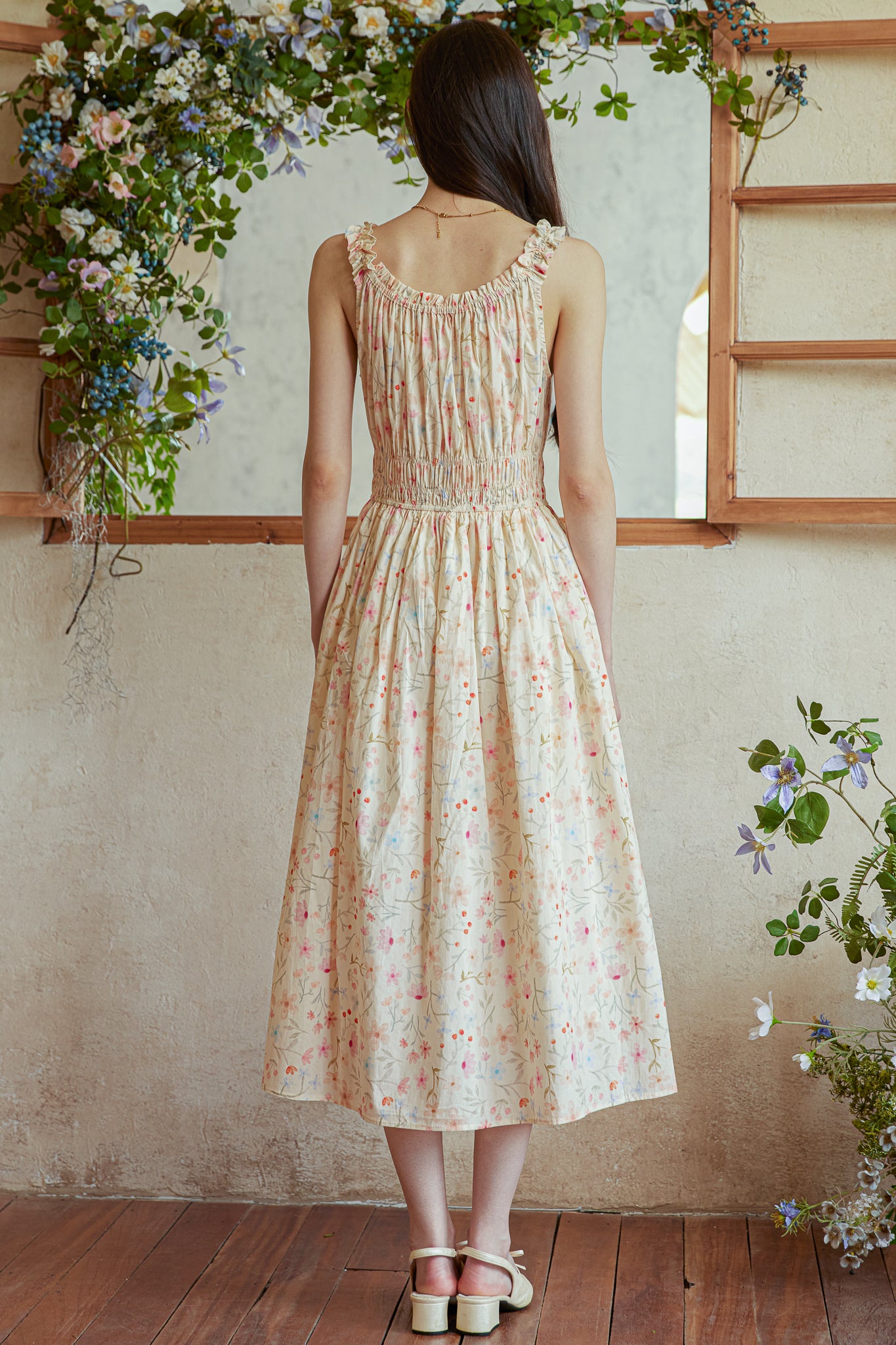 RP2921 - Wildflower Cotton Gathering Midi Dress (2S-2M-2L)