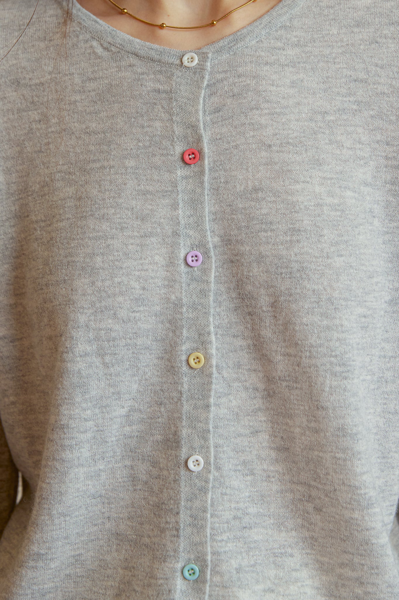 RP2966 - Light Grey Rainbow Button Cardigan (2S-2M-2L)