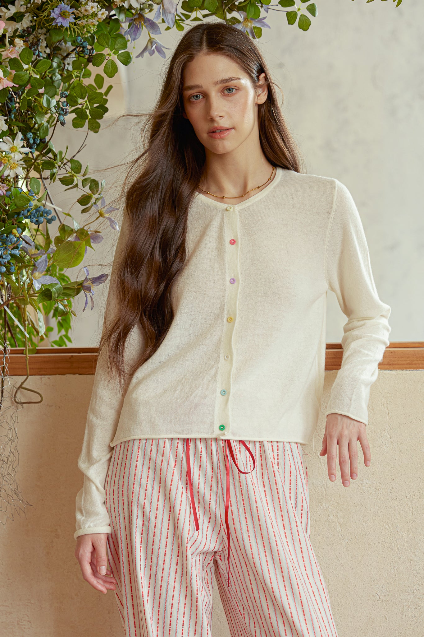 RP2964 - White Rainbow Button Cardigan (2S-2M-2L)