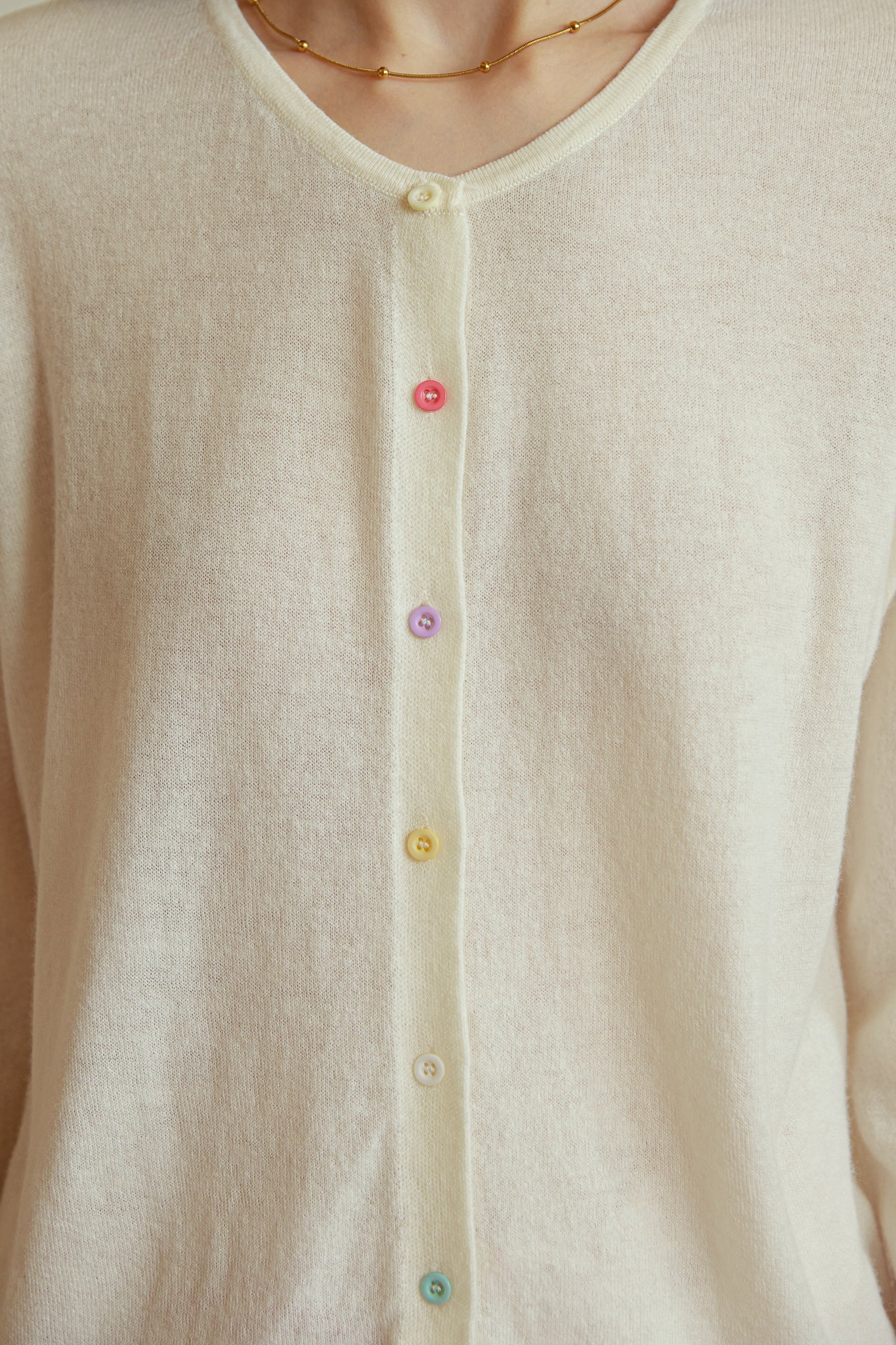 RP2964 - White Rainbow Button Cardigan (2S-2M-2L)