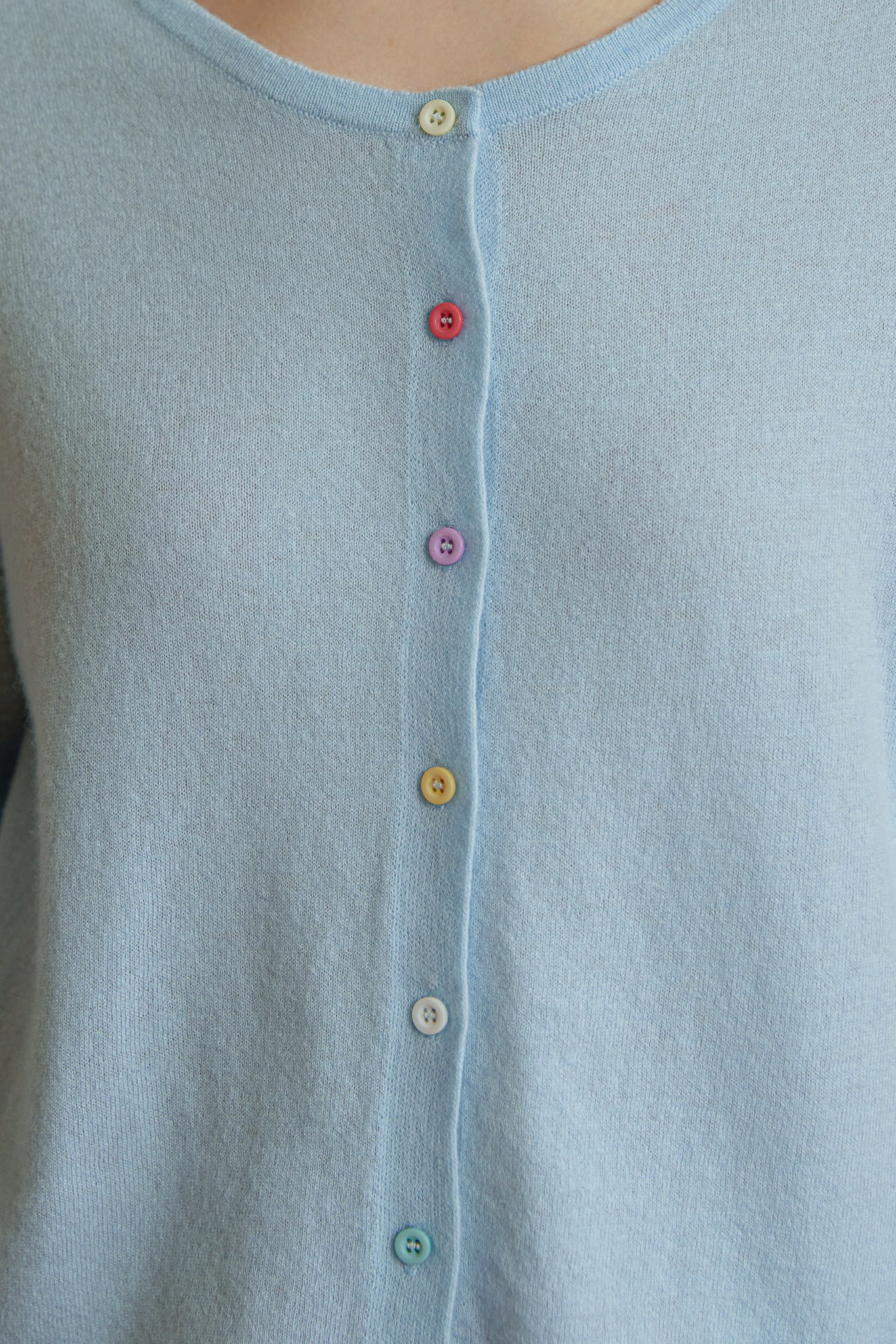 RP2965 - Light Blue Rainbow Button Cardigan (2S-2M-2L)