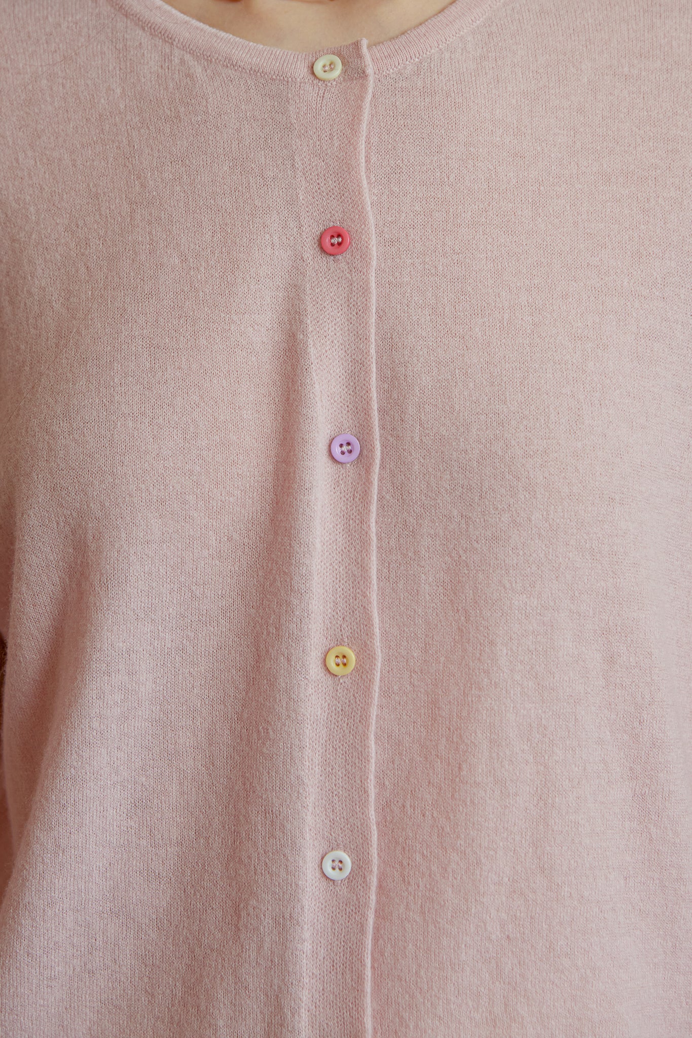 RP2967 - Light Pink Rainbow Button Cardigan (2S-2M-2L)