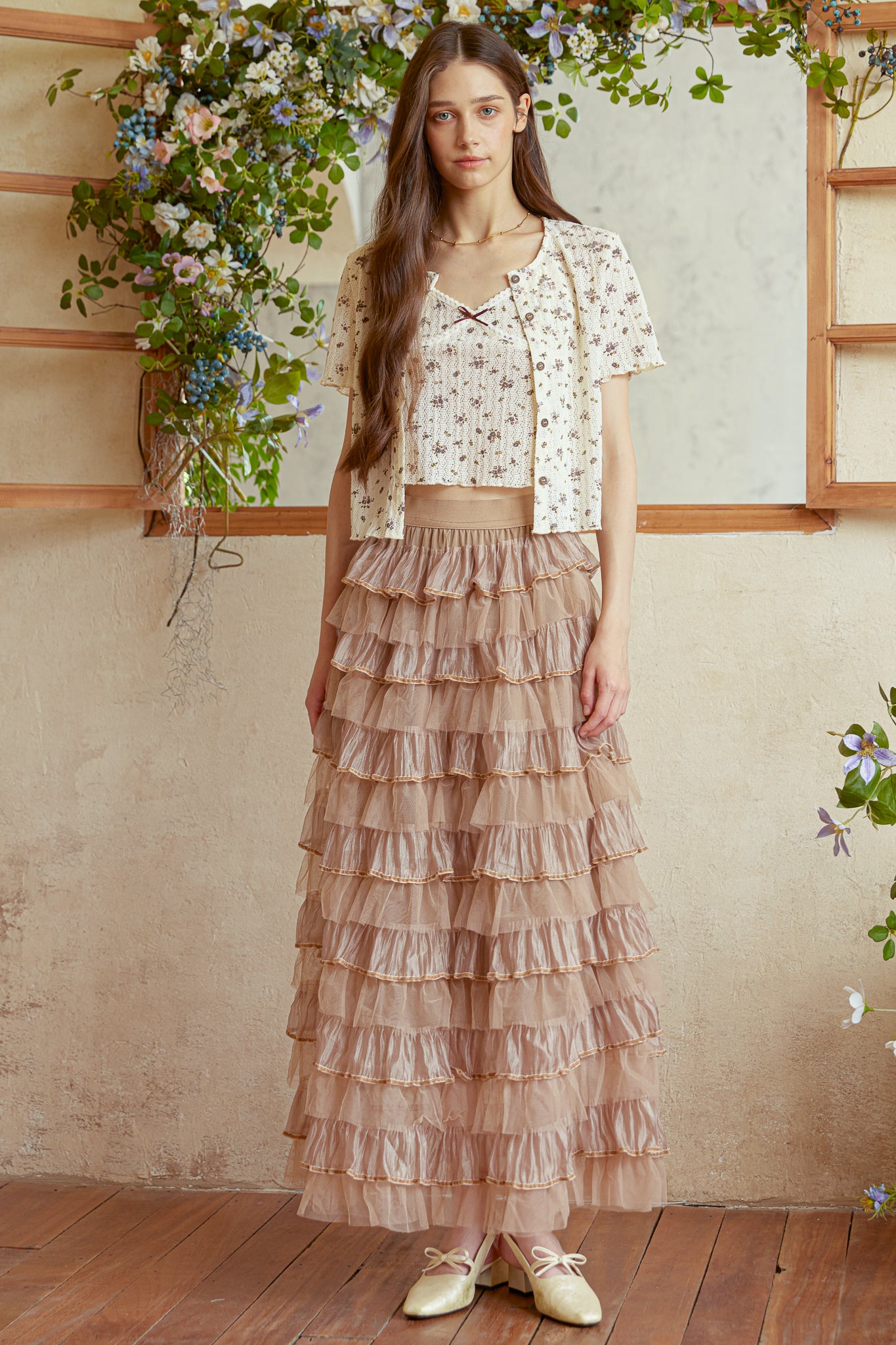 RP2940 - Caramel Tulle Cascade Skirt (2S-2M-2L)