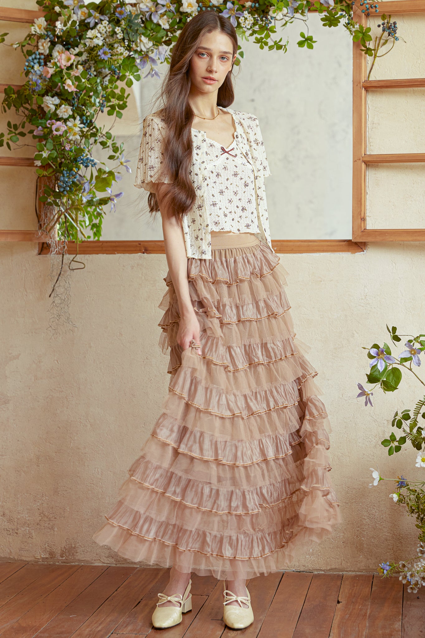 RP2940 - Caramel Tulle Cascade Skirt (2S-2M-2L)