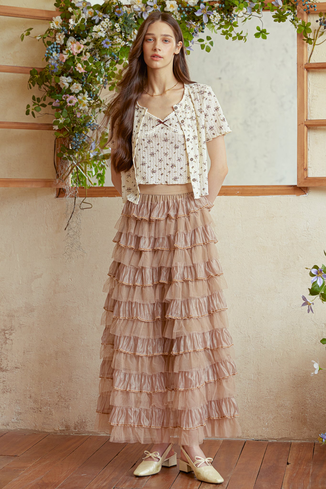 RP2940 - Caramel Tulle Cascade Skirt (2S-2M-2L)