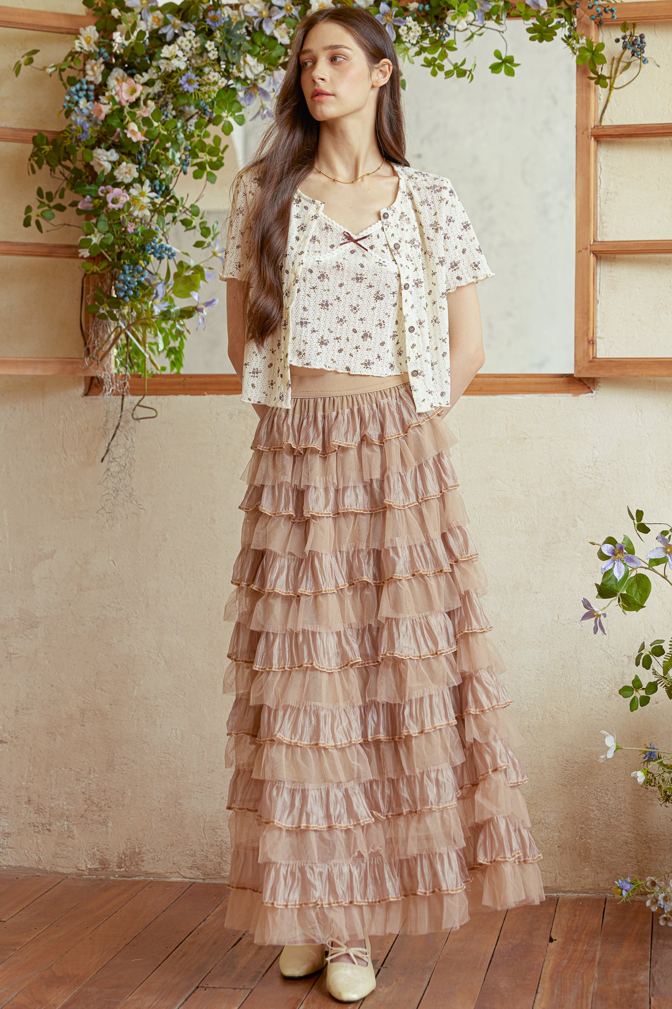 RP2940 - Caramel Tulle Cascade Skirt (2S-2M-2L)