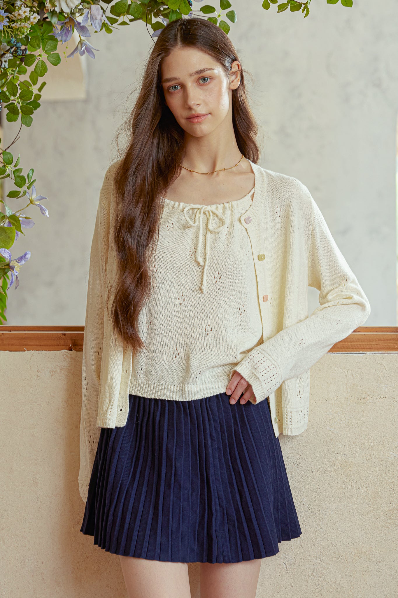 RP2911 - Cream Eyelet Knit Set (2S-2M-2L)