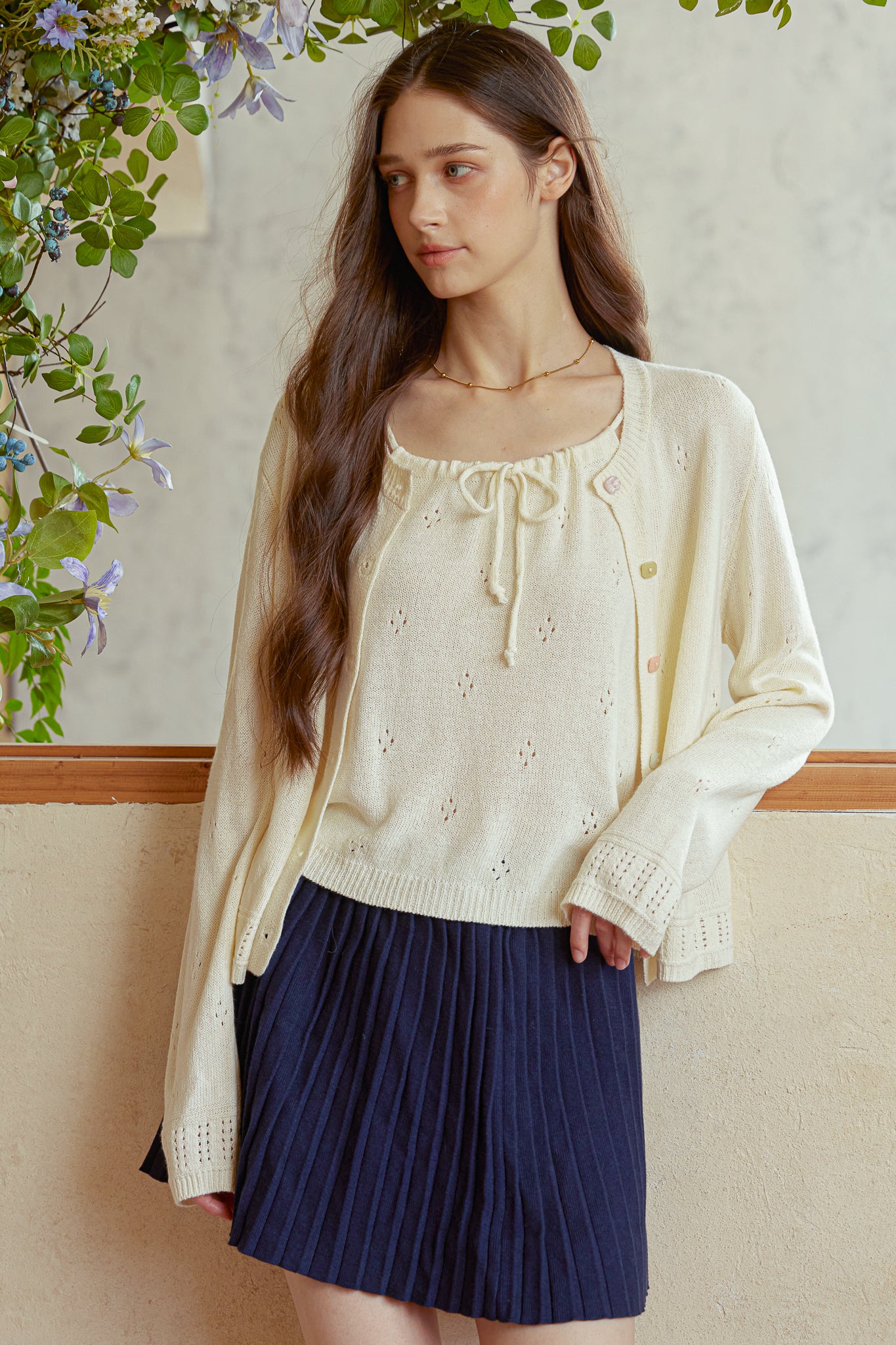 RP2911 - Cream Eyelet Knit Set (2S-2M-2L)