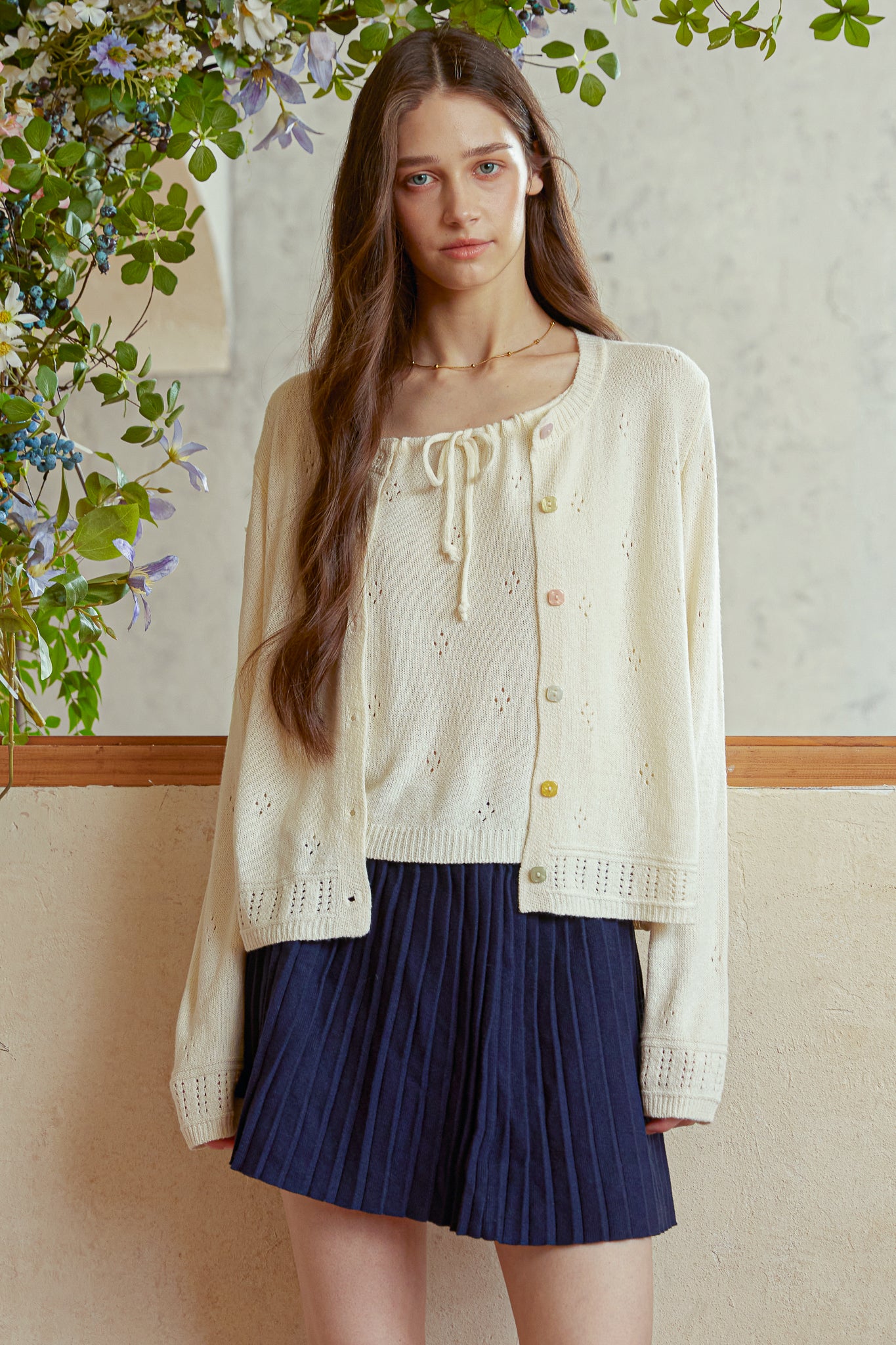 RP2911 - Cream Eyelet Knit Set (2S-2M-2L)