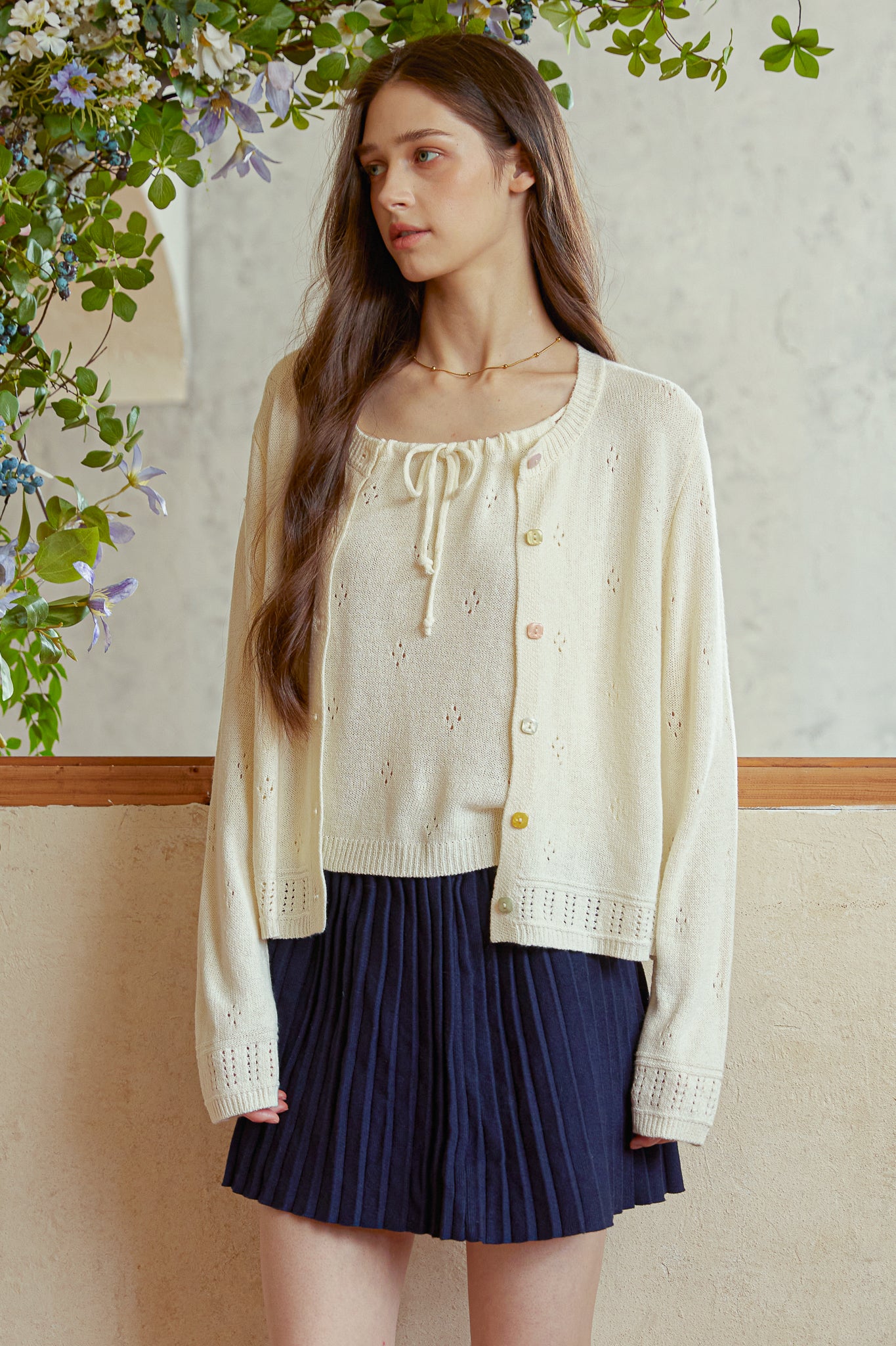 RP2911 - Cream Eyelet Knit Set (2S-2M-2L)