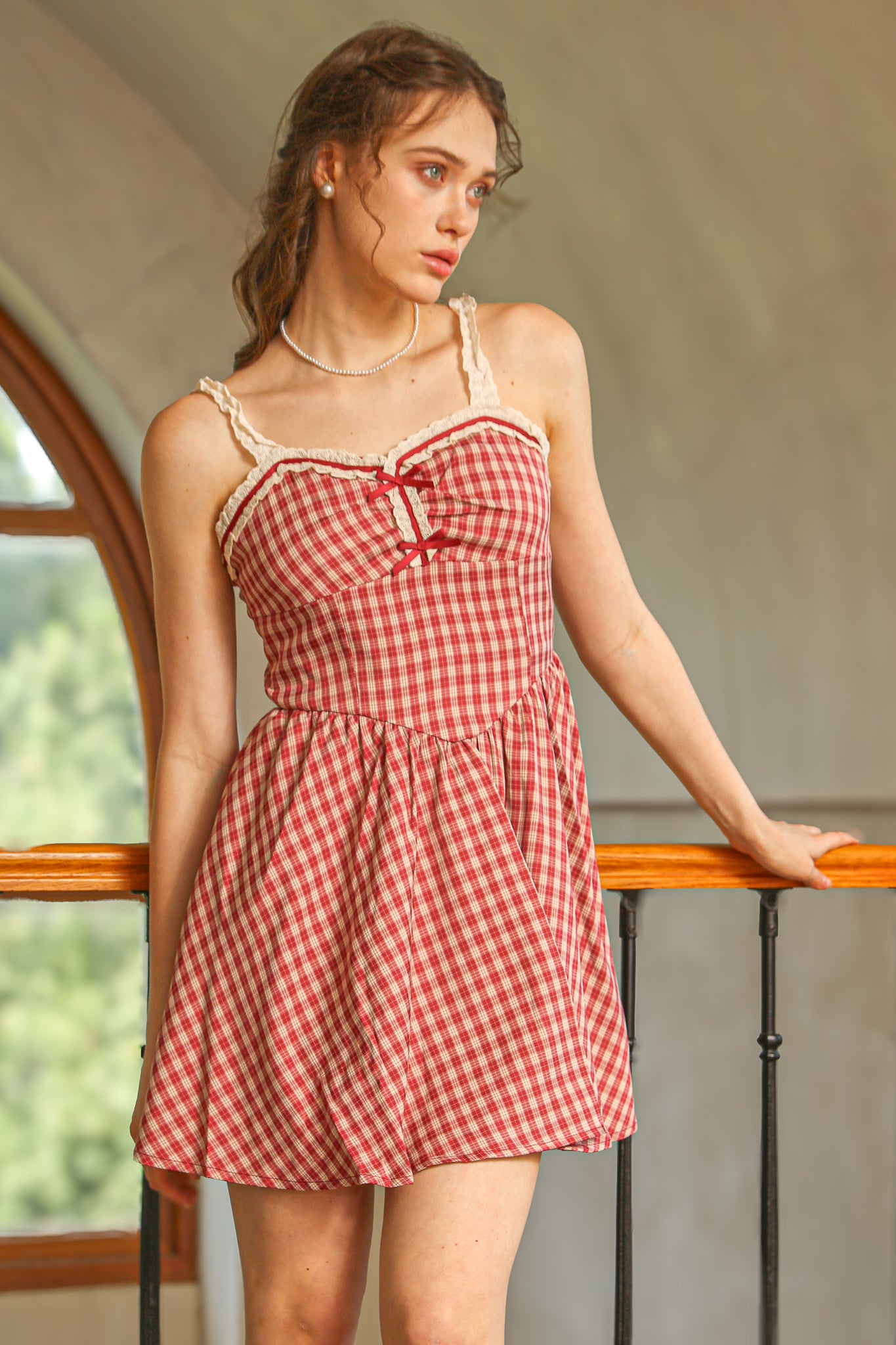 Sweet Gingham Lace Babydoll Dress (2S-2M-2L)