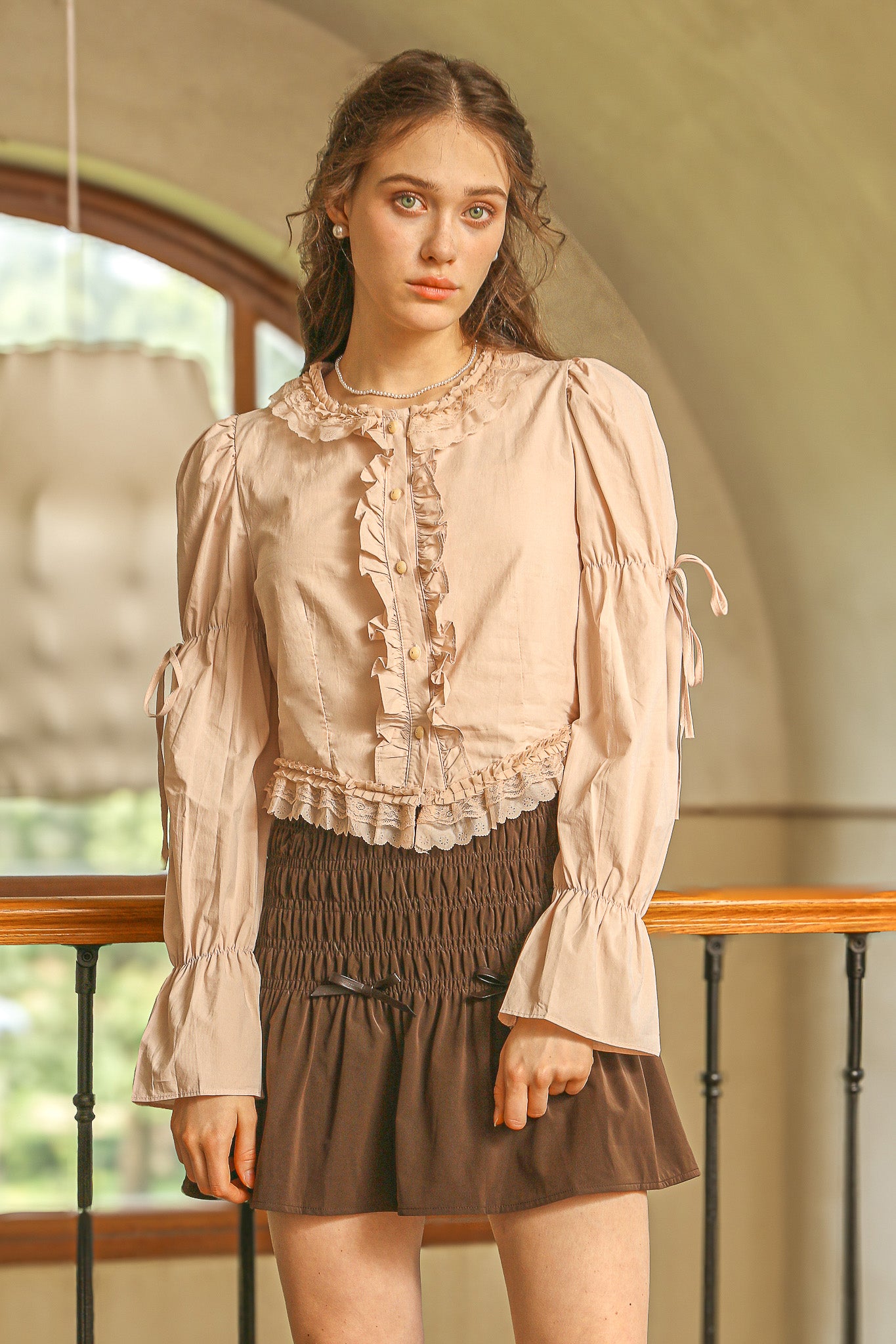 RP2505 - Cottagecore Lace Trimmed Cotton Blouse(2S-2M-2L)