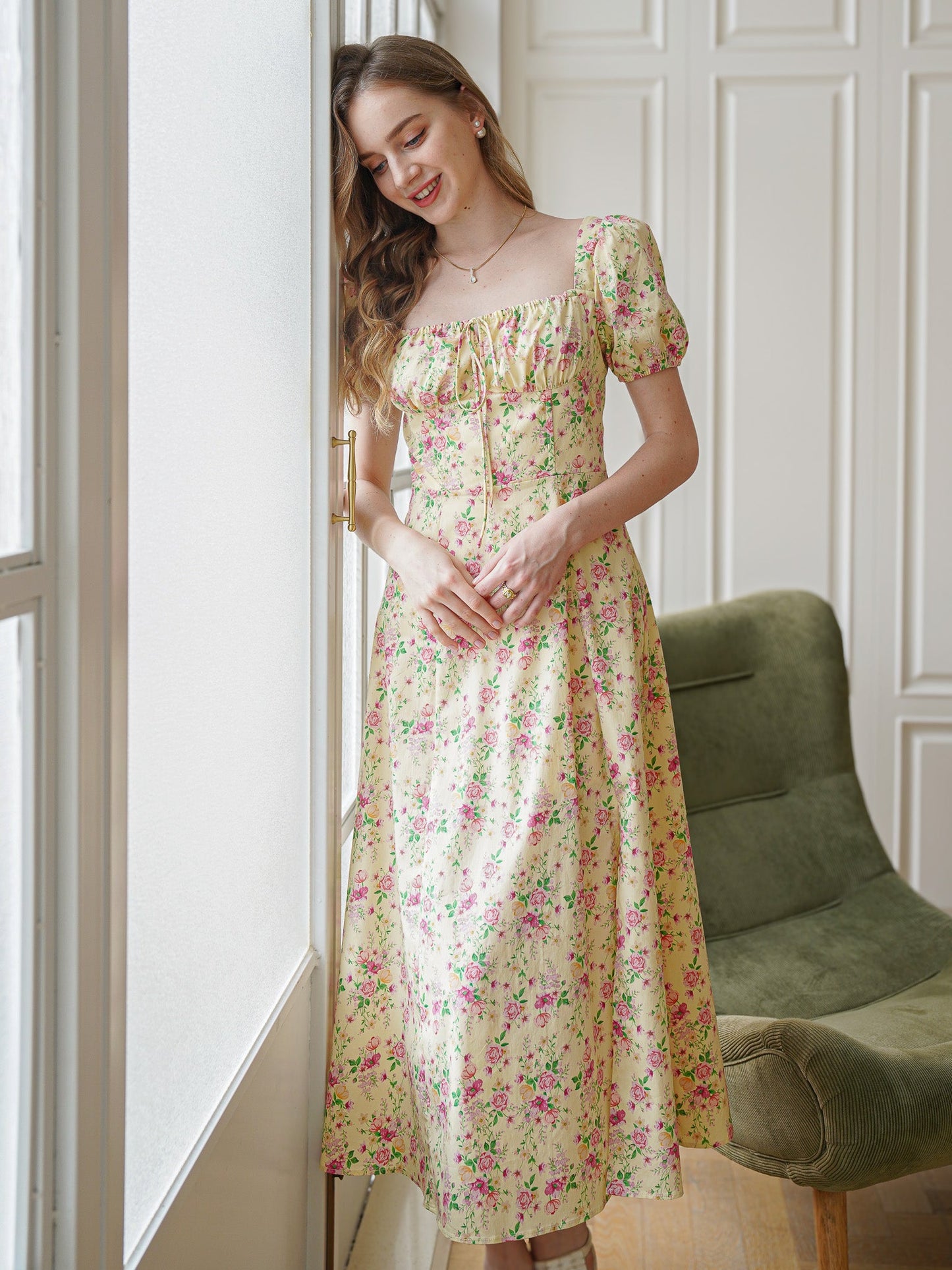 Vintage Garden Party Midi Dress (2S-2M-2L)