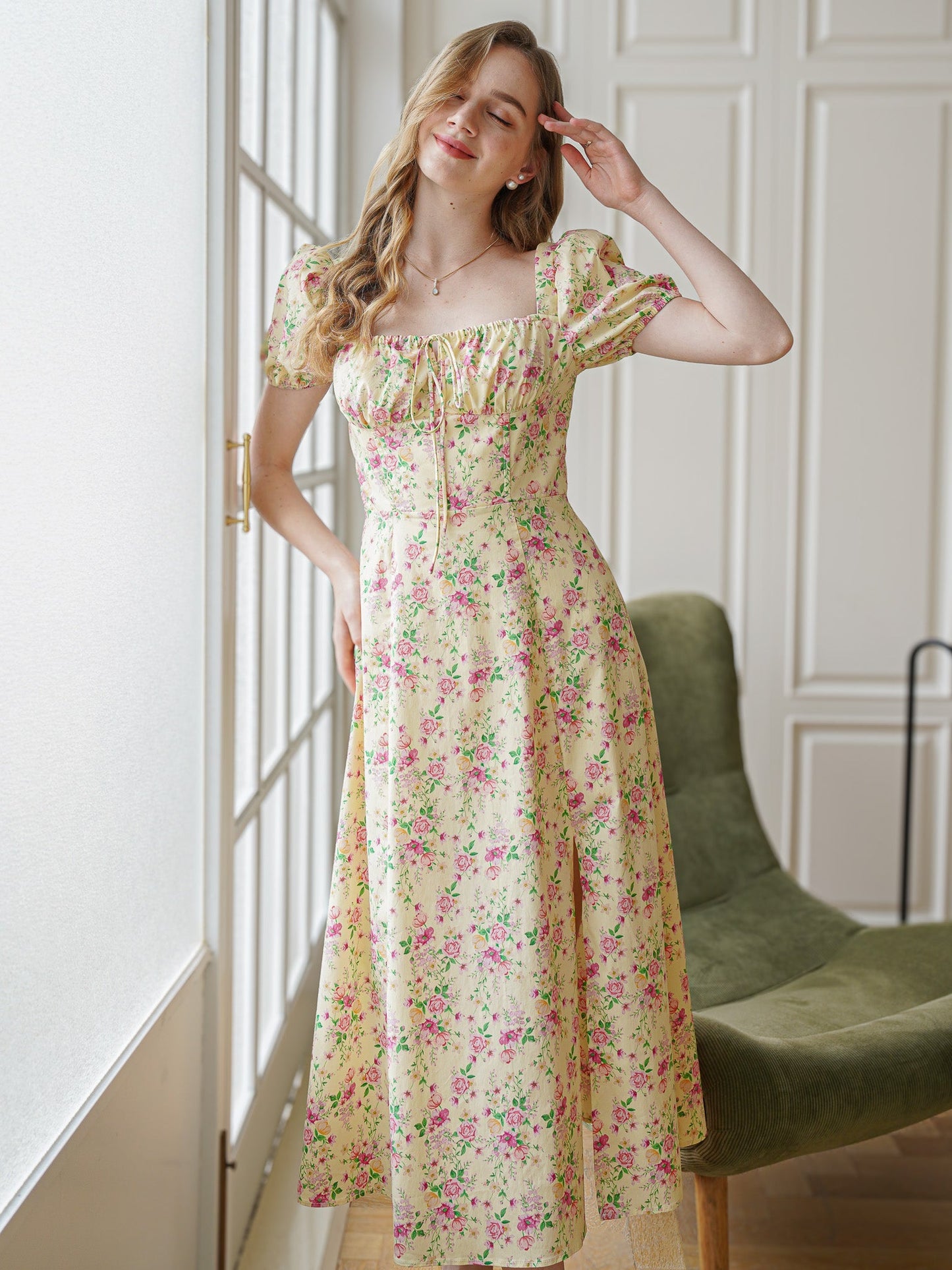 Vintage Garden Party Midi Dress (2S-2M-2L)