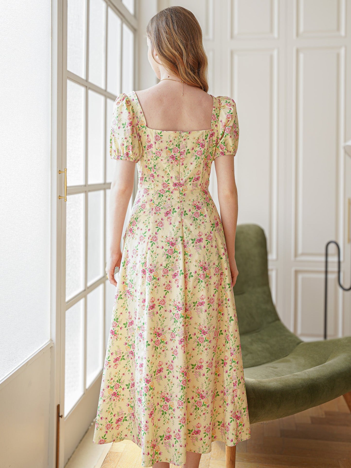 Vintage Garden Party Midi Dress (2S-2M-2L)