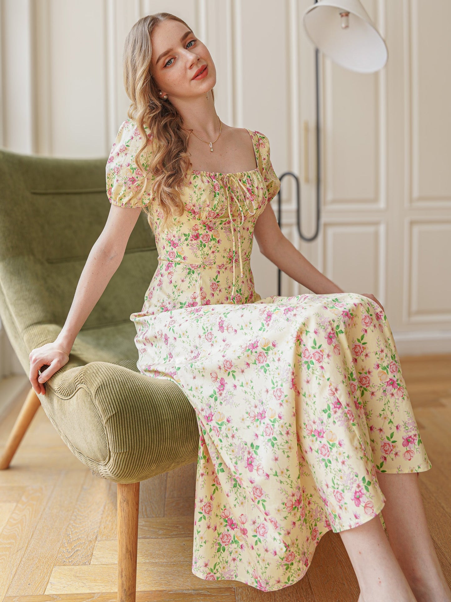 Vintage Garden Party Midi Dress (2S-2M-2L)